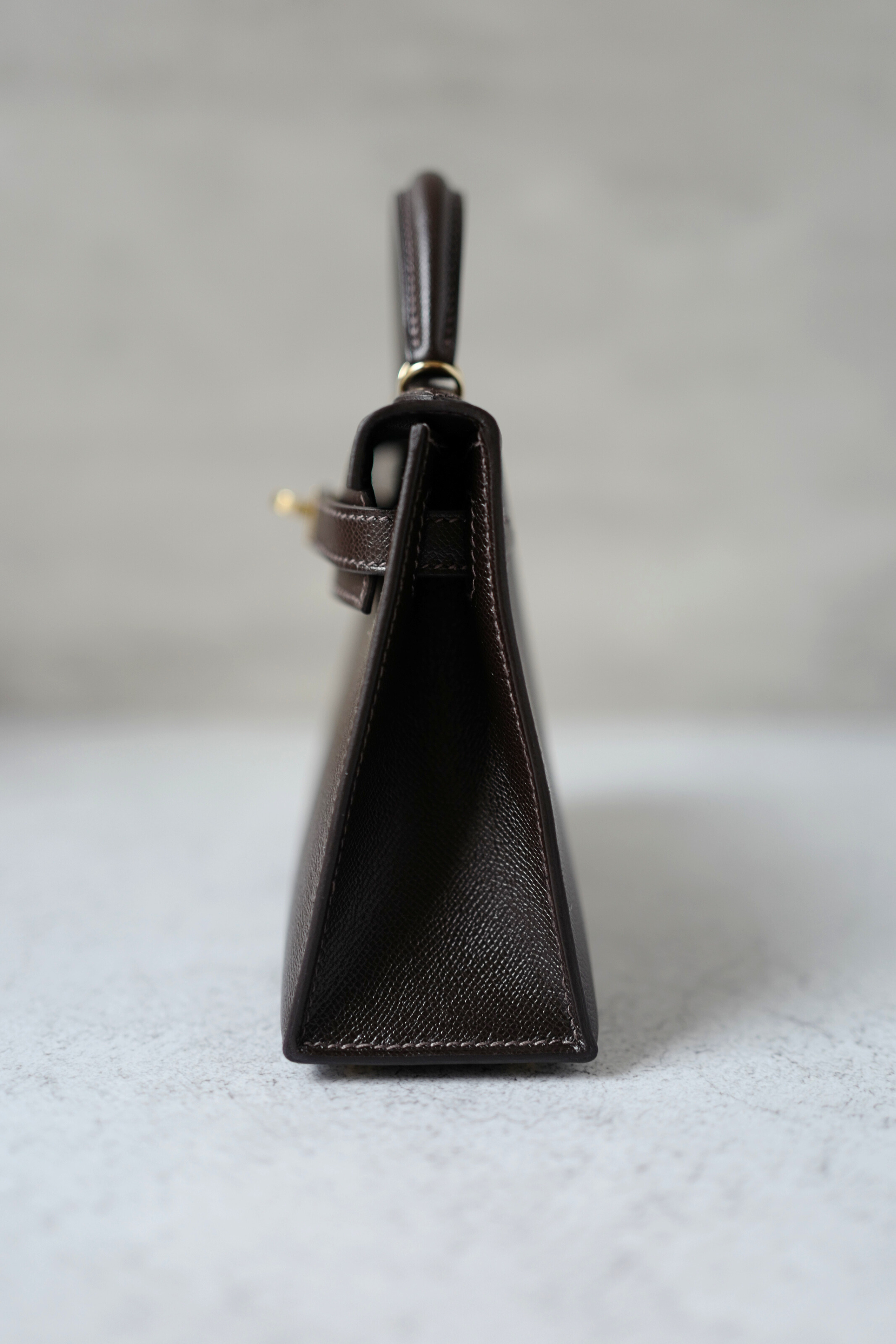 Hermès Mini Kelly 20 Bag in Bai Brun Veau Madame Leather with Permabrass Hardware K Stamp