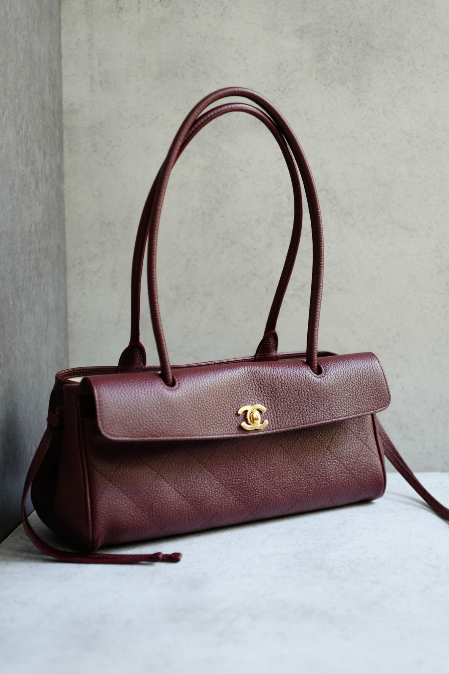 Chanel 26s Small Shopping Bag Matthieu Blazy Dark Burgundy Calfskin GHW