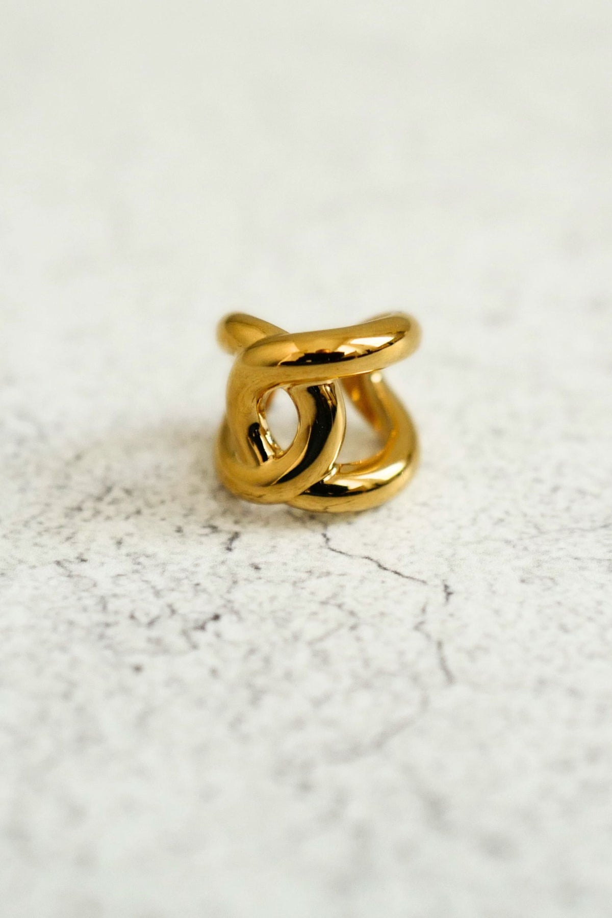 NEW Chanel 26K Ear Cuff Metal Gold Interlocking CC Logo Women Earring