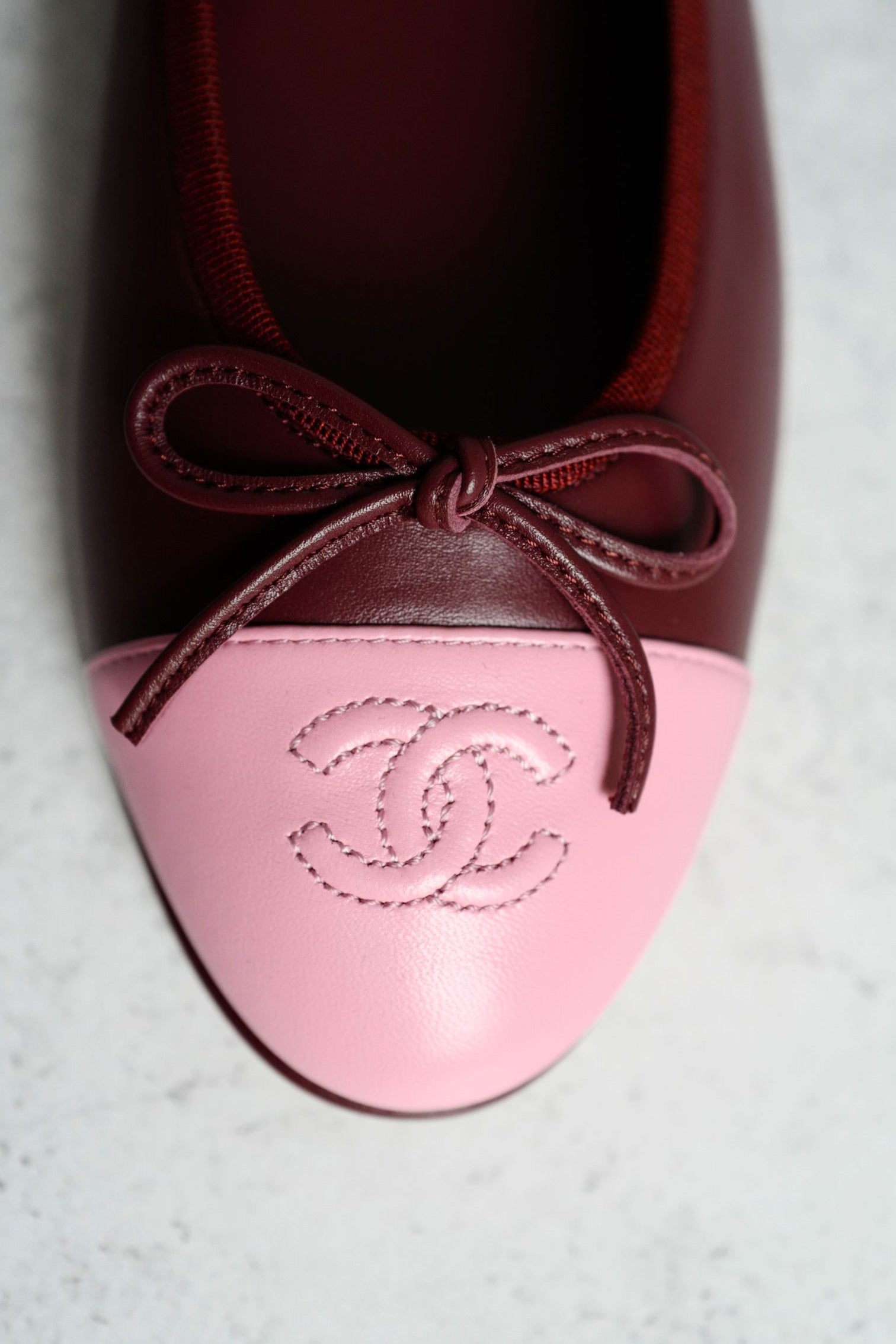 Chanel 26S Matthieu Blazy's Ballet Flats Burgundy Pink Lambskin Size 38C