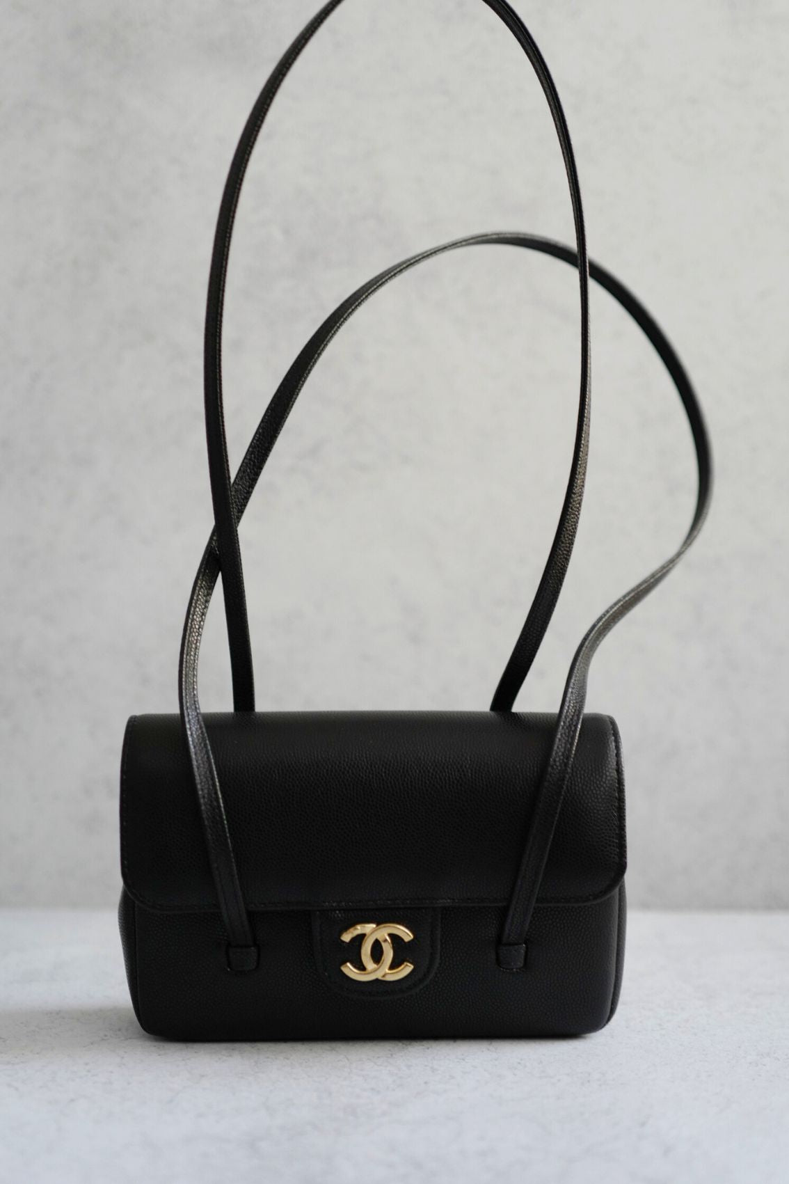 Chanel 26 Preppy Coco 17 Mini Black Grained Shiny Calfskin Gold Hardware