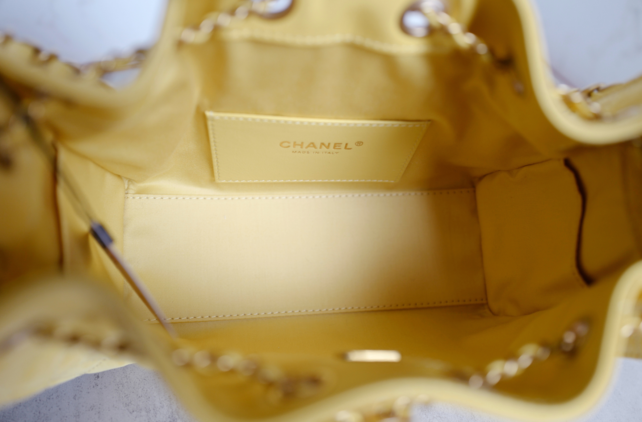 NEW Chanel 26C Mini Hobo Shoulder Bag in Yellow Suede with Gold Hardware