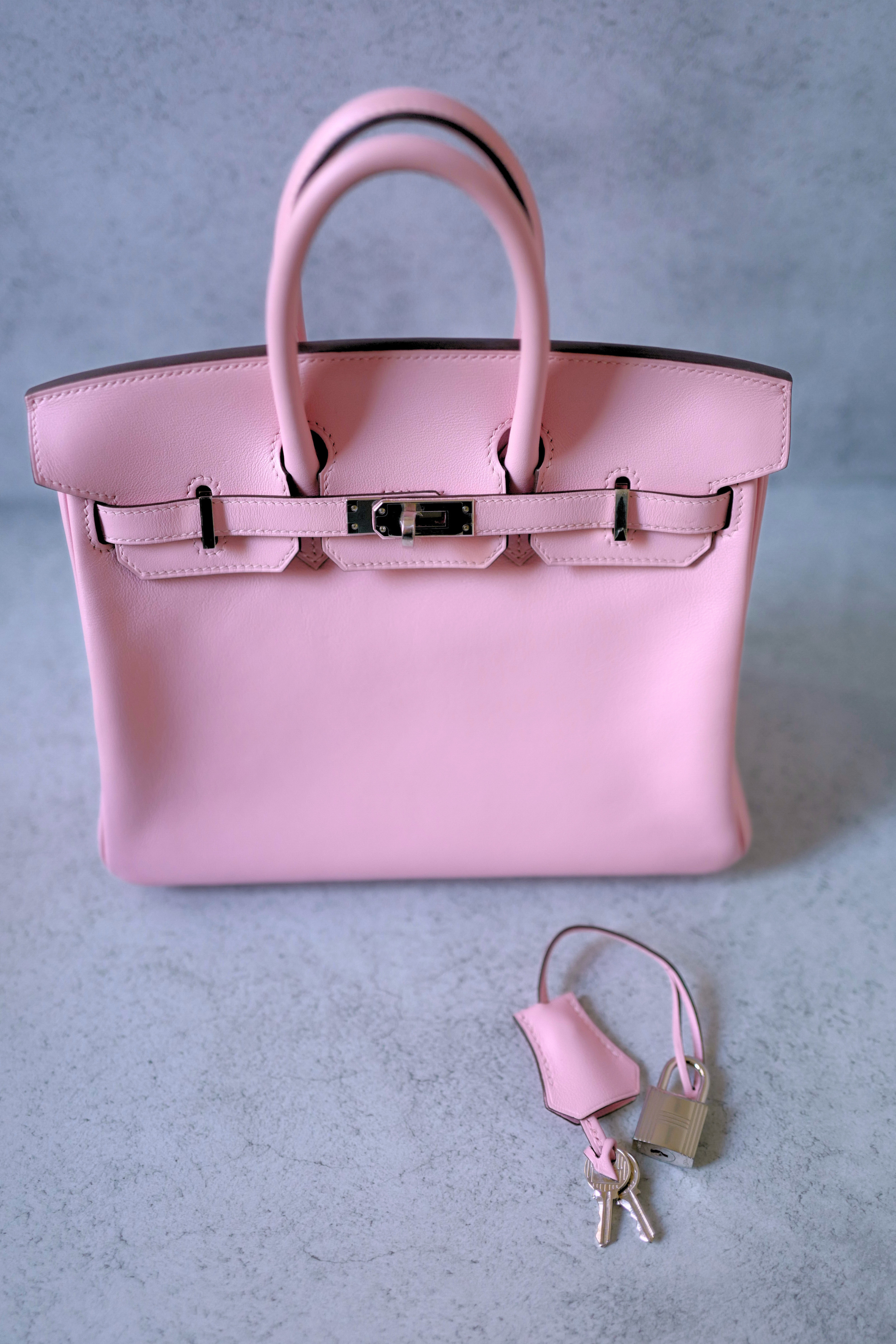 Hermès Birkin 25 Rose Sakura Swift Palladium Hardware D Stamp