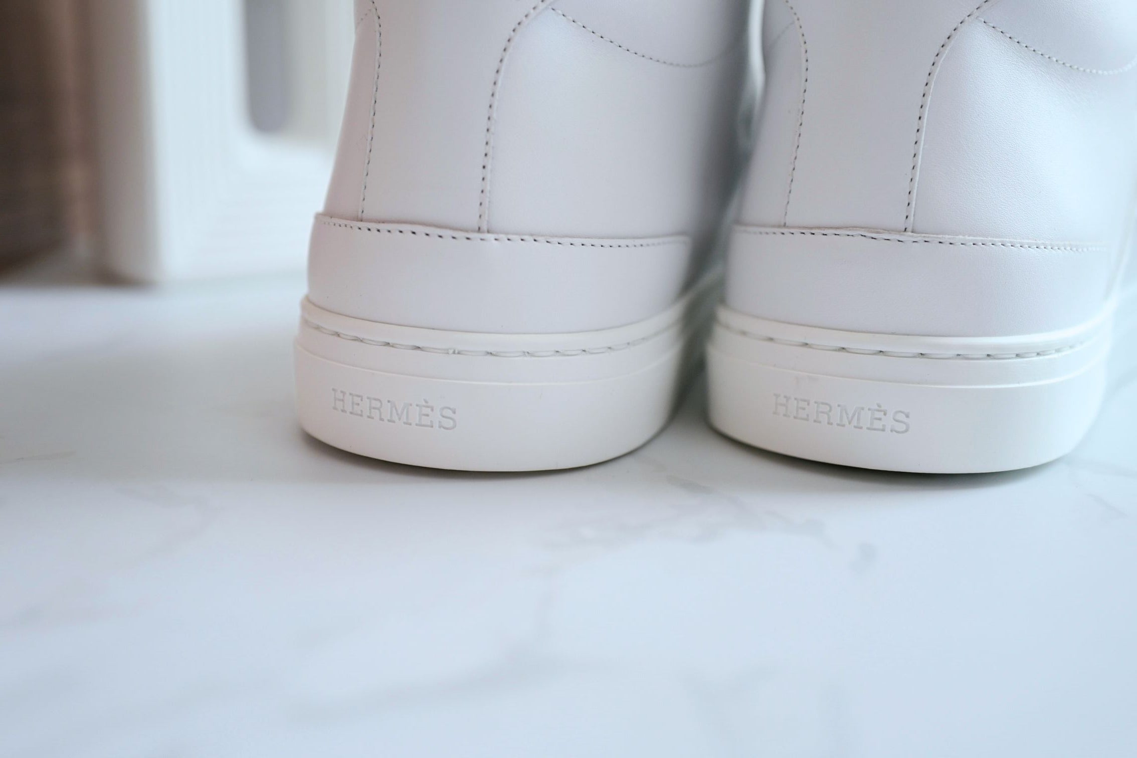 Hermès Daydream Sneaker White Leather Rose Gold Kelly Buckle Size 39.5