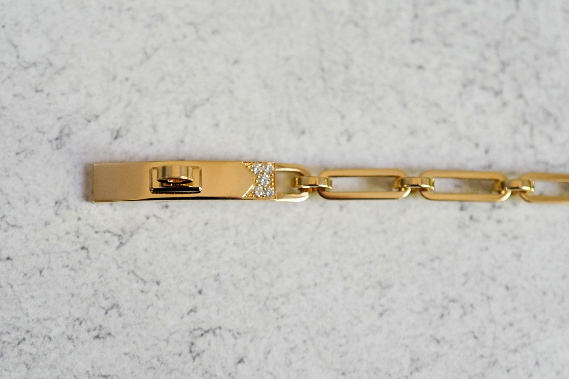 Hermès Kelly Chaine Bracelet Small Size 18K Yellow Gold 41 Diamonds Size 150
