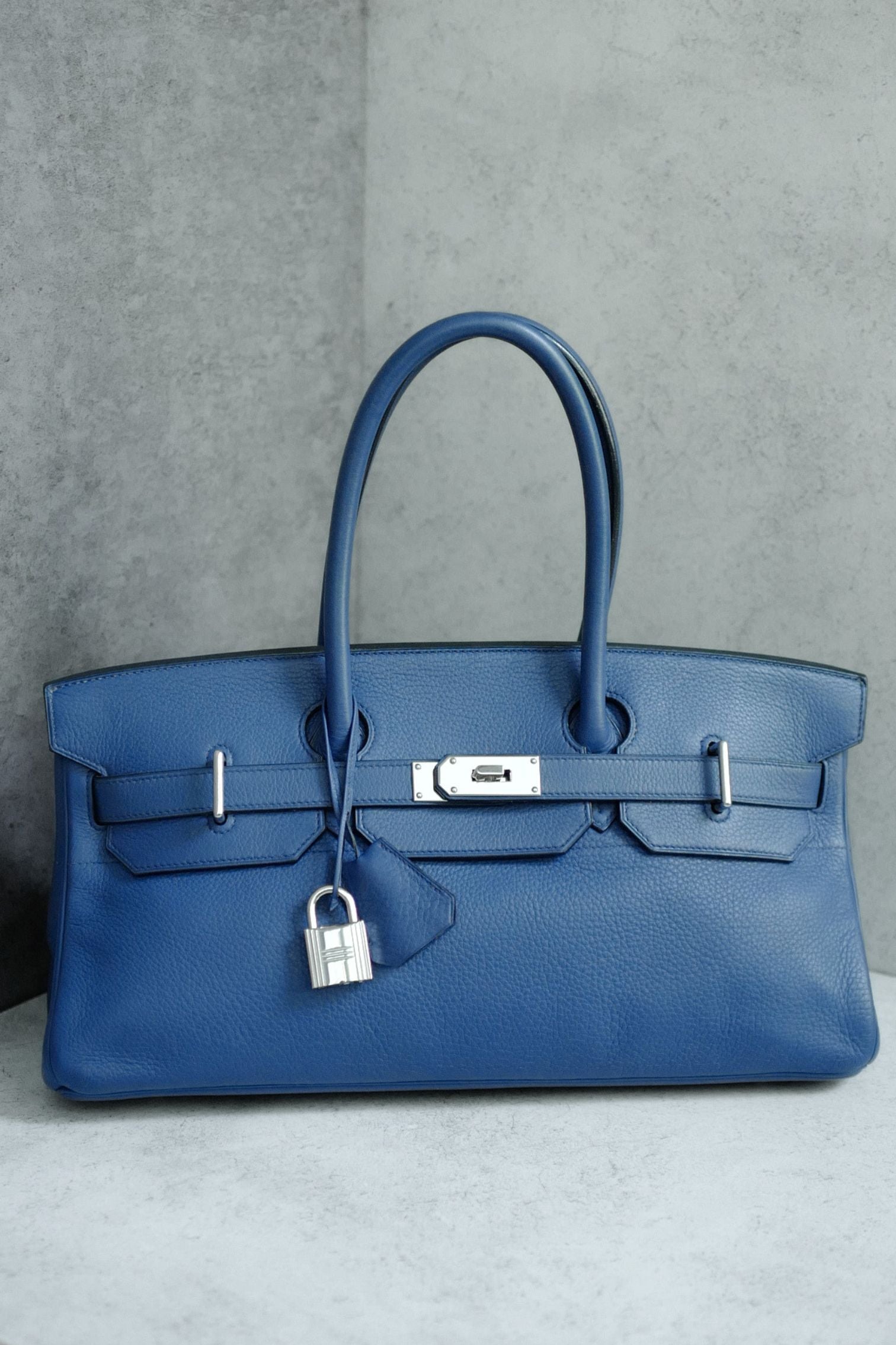 Hermes Birkin Shoulder 42 Blue Sapphire Clemence Leather PHW - Preowned