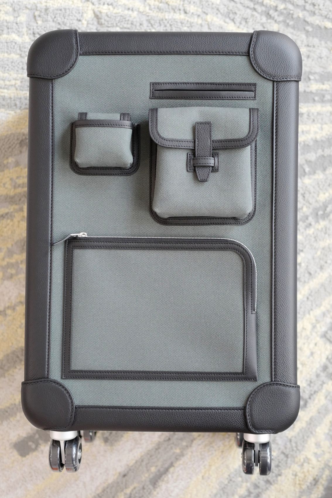 Hermès Valise R.M.S III Cabine Cargo Toile Goéland/Régate Vert Mangrove/Noir