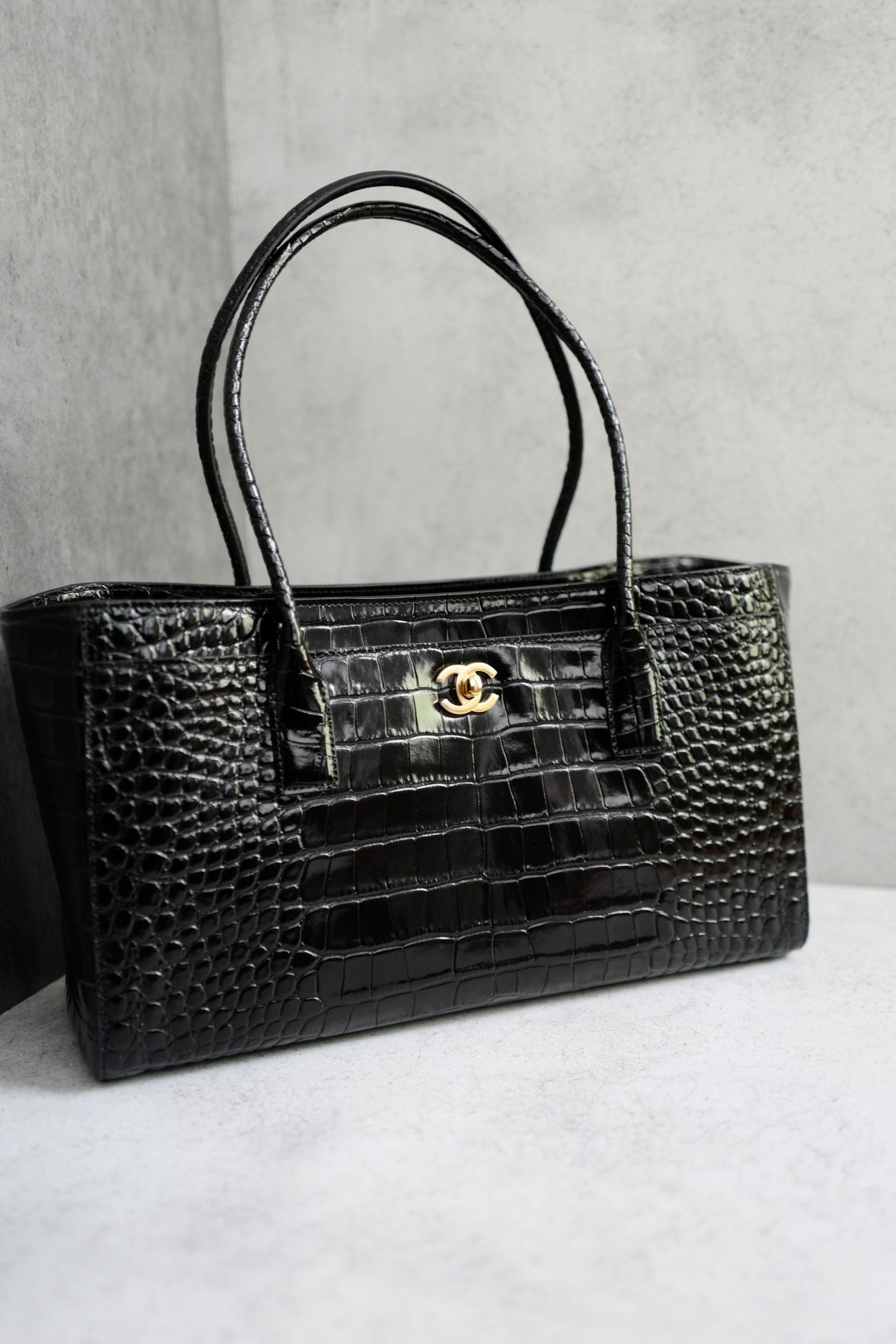 Chanel 26S Matthieu Blazy's Small Tote Black Crocodile Embossed Calfskin GHW