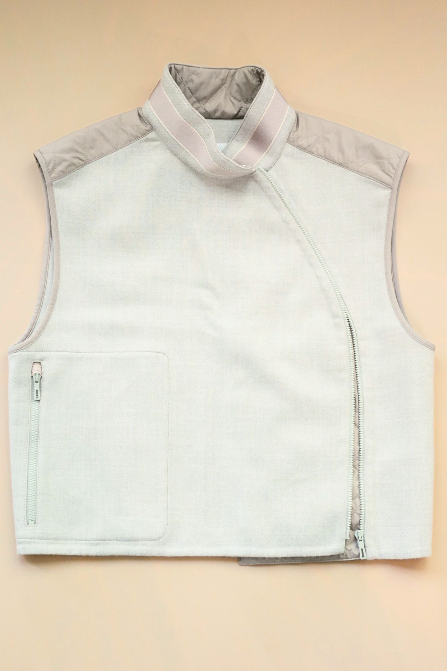 Hermès Blouson Sans Manches Mix Matière Blanc Marbre Wool Size 36