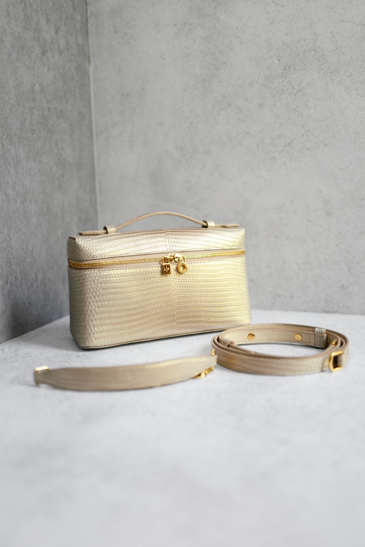 Loro Piana Extra Pocket L19 Lizard Cosmic Whisper/Sun Gold HW Limited Exotic