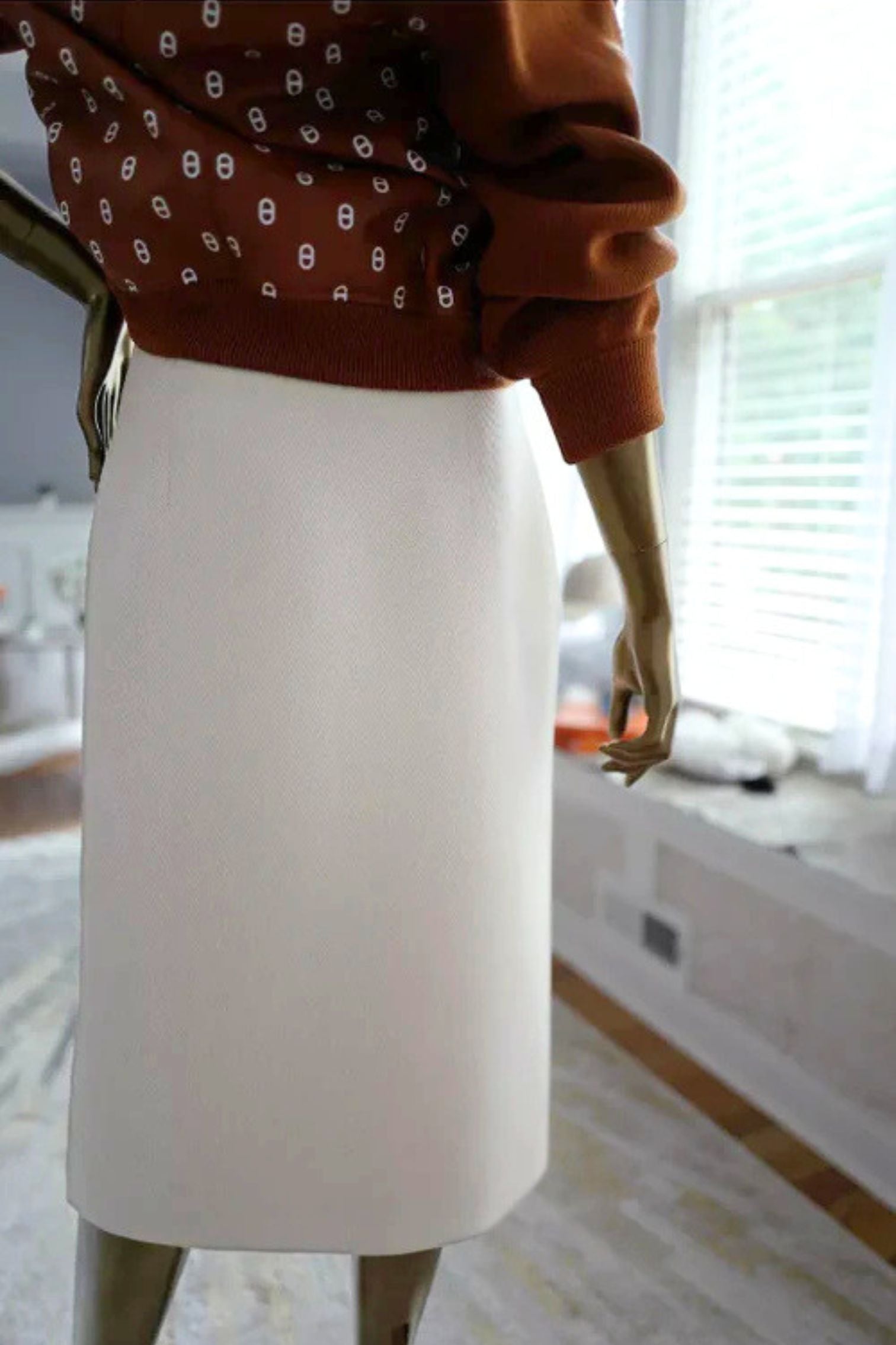 NEW Hermes High Waisted Pencil Skirt Haute Cavalry sz 38 Blanc Natural SOLD OUT