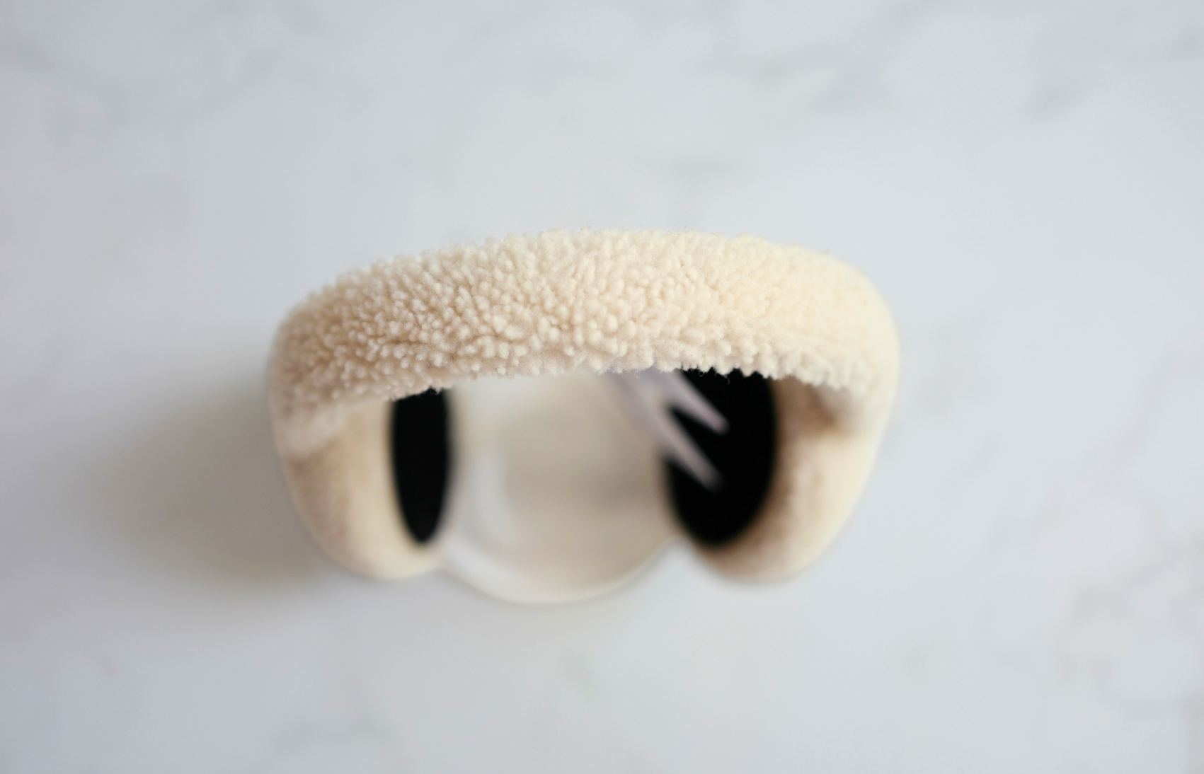 BNIB Chanel CC Earmuffs in Shearling Wool Ecru/Black