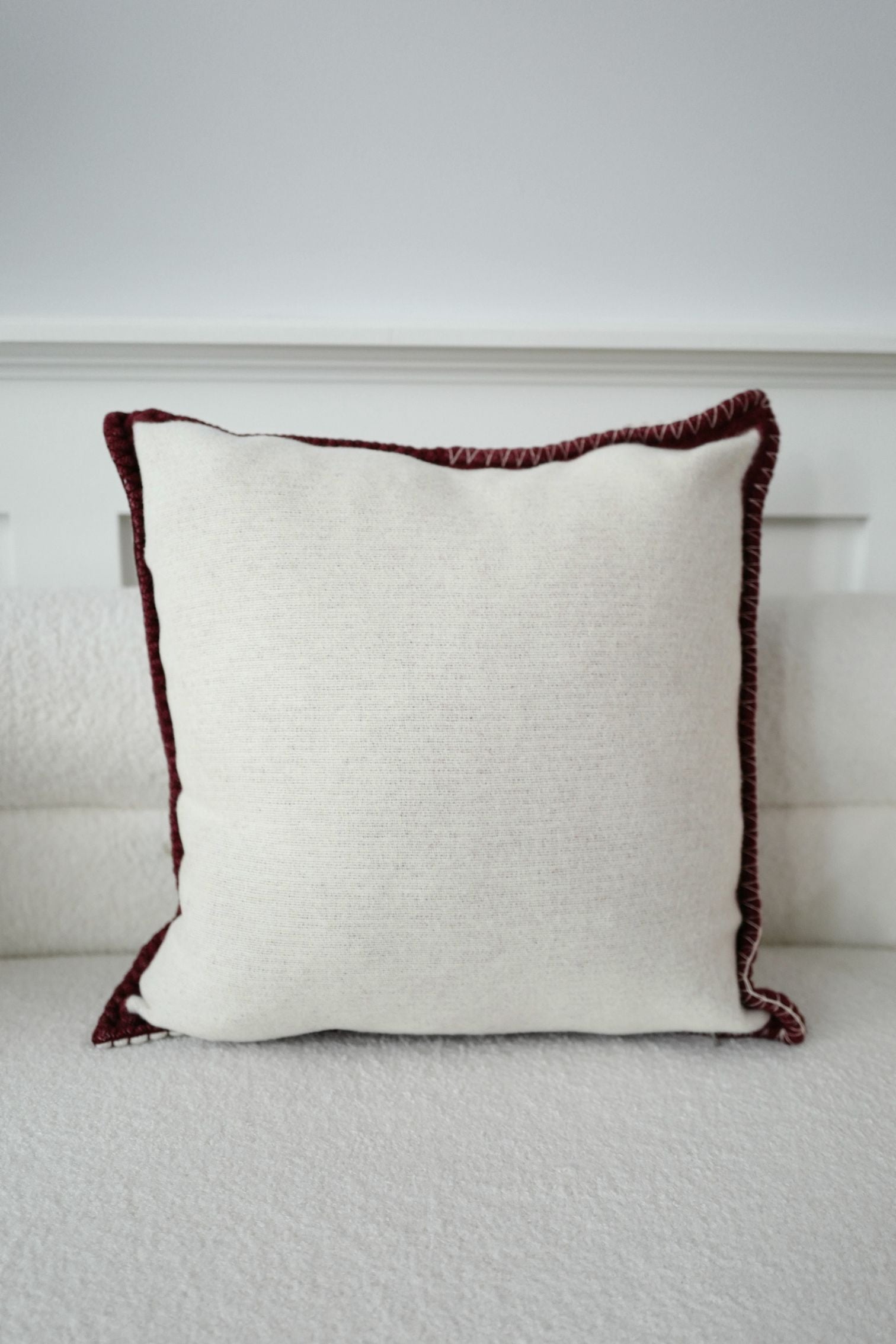 NEW Chanel CC Logo Pillow Burgundy White Wool Cashmere