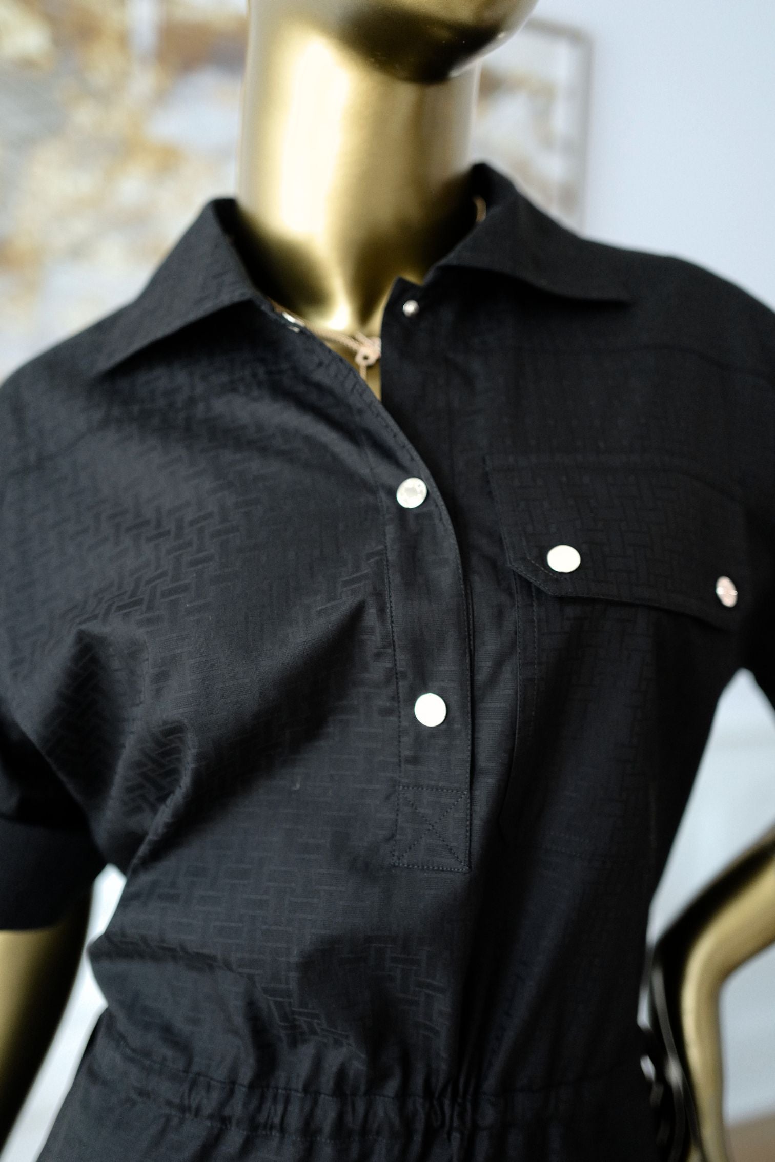 NEW Hermes "Mosaique" short-sleeve dress Noir Size 38