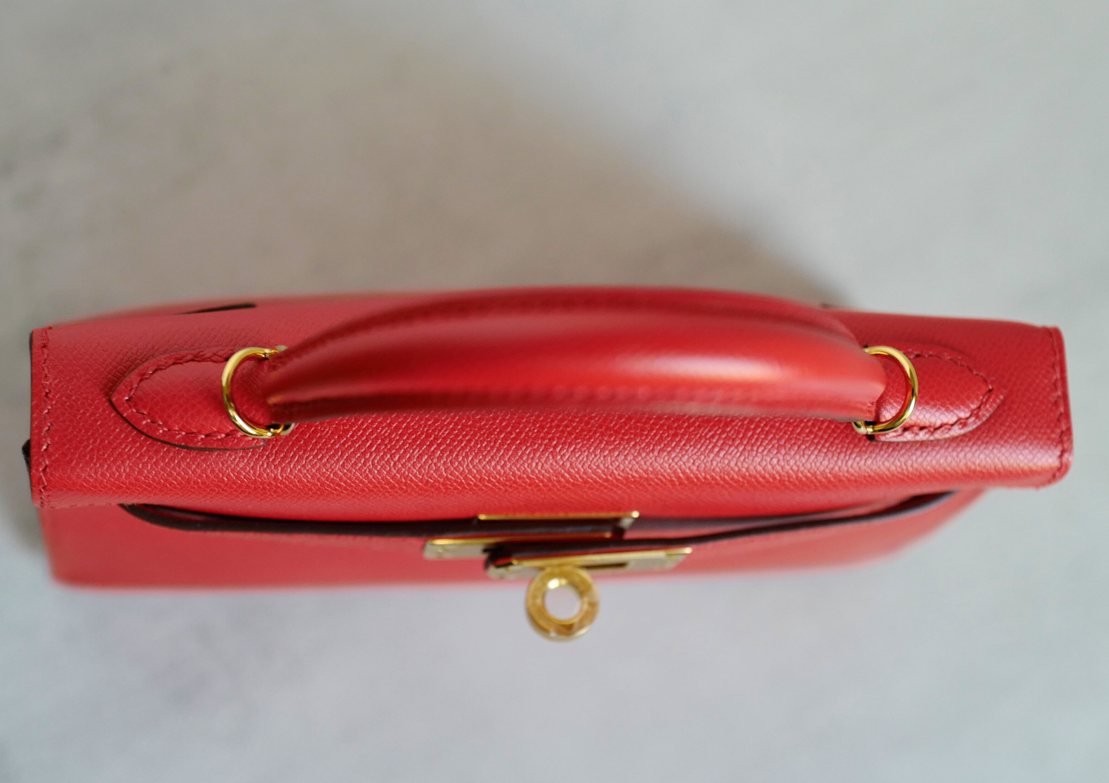 Hermès Mini Kelly Rouge De Coeur Madame Leather Gold Hardware Stamp K