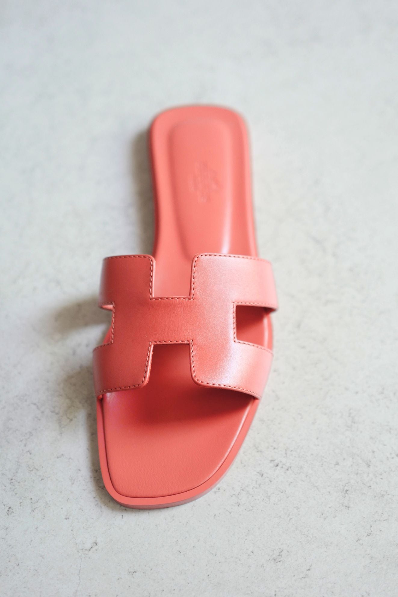 Hermès Oran Sandal Rouge Tomette Calfskin Leather Size 38.5