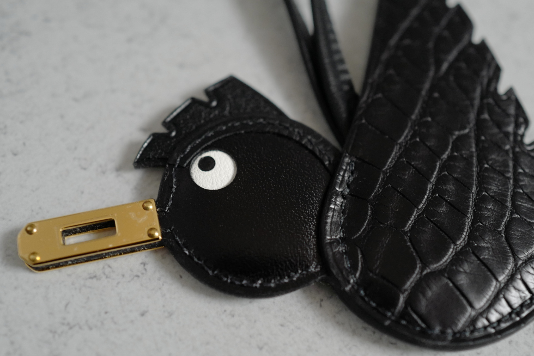 Hermès Birdy Charm Black Matte Alligator Epsom Calfskin Gold Hardware