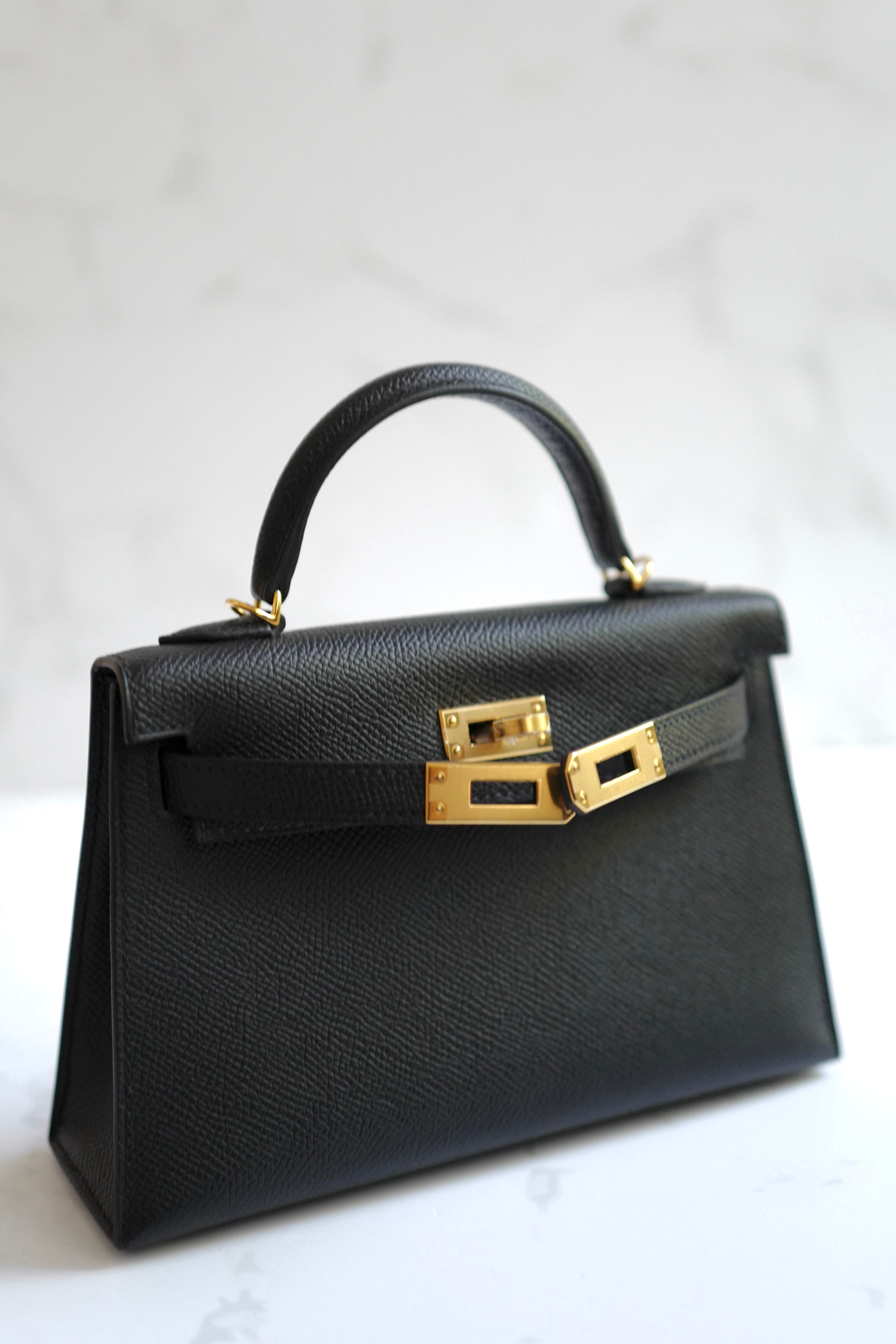 Hermes Mini Kelly II in Black/Noir Epsom Leather with Gold Hardware
