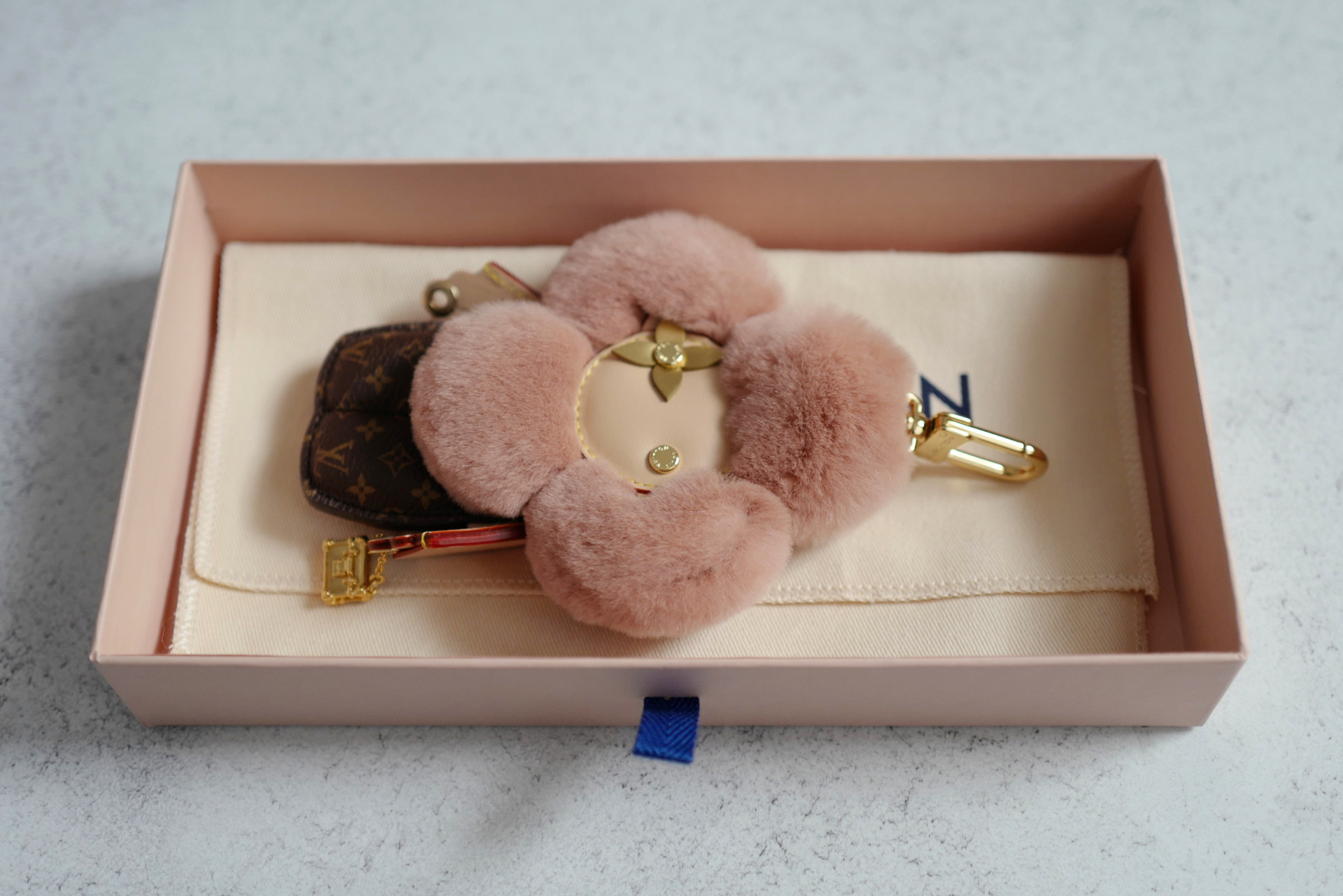 Louis Vuitton Vivienne Fashionista Bag Charm Brown Mink Leather Gold Hardware
