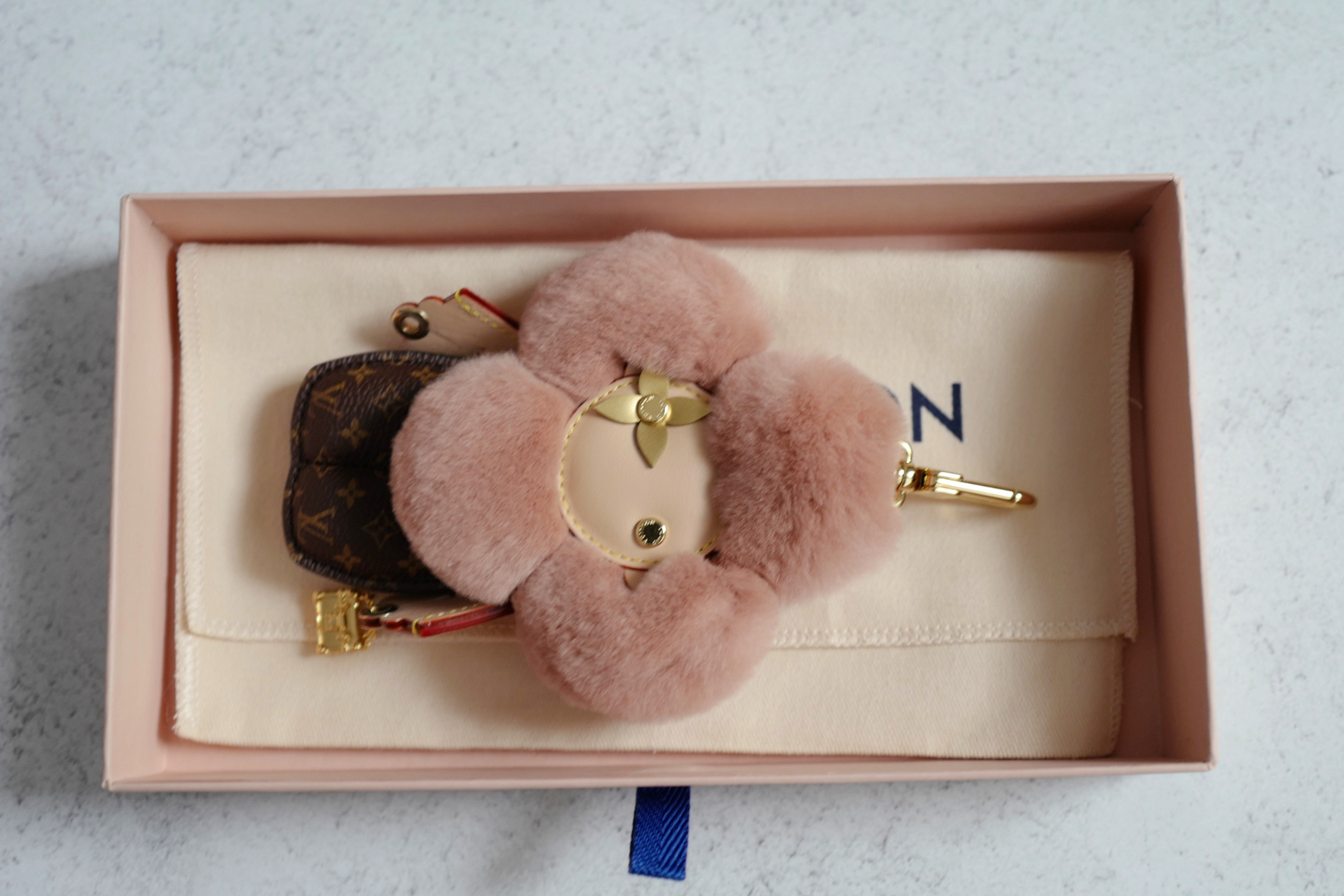 Louis Vuitton Vivienne Fashionista Bag Charm Brown Mink Leather Gold Hardware