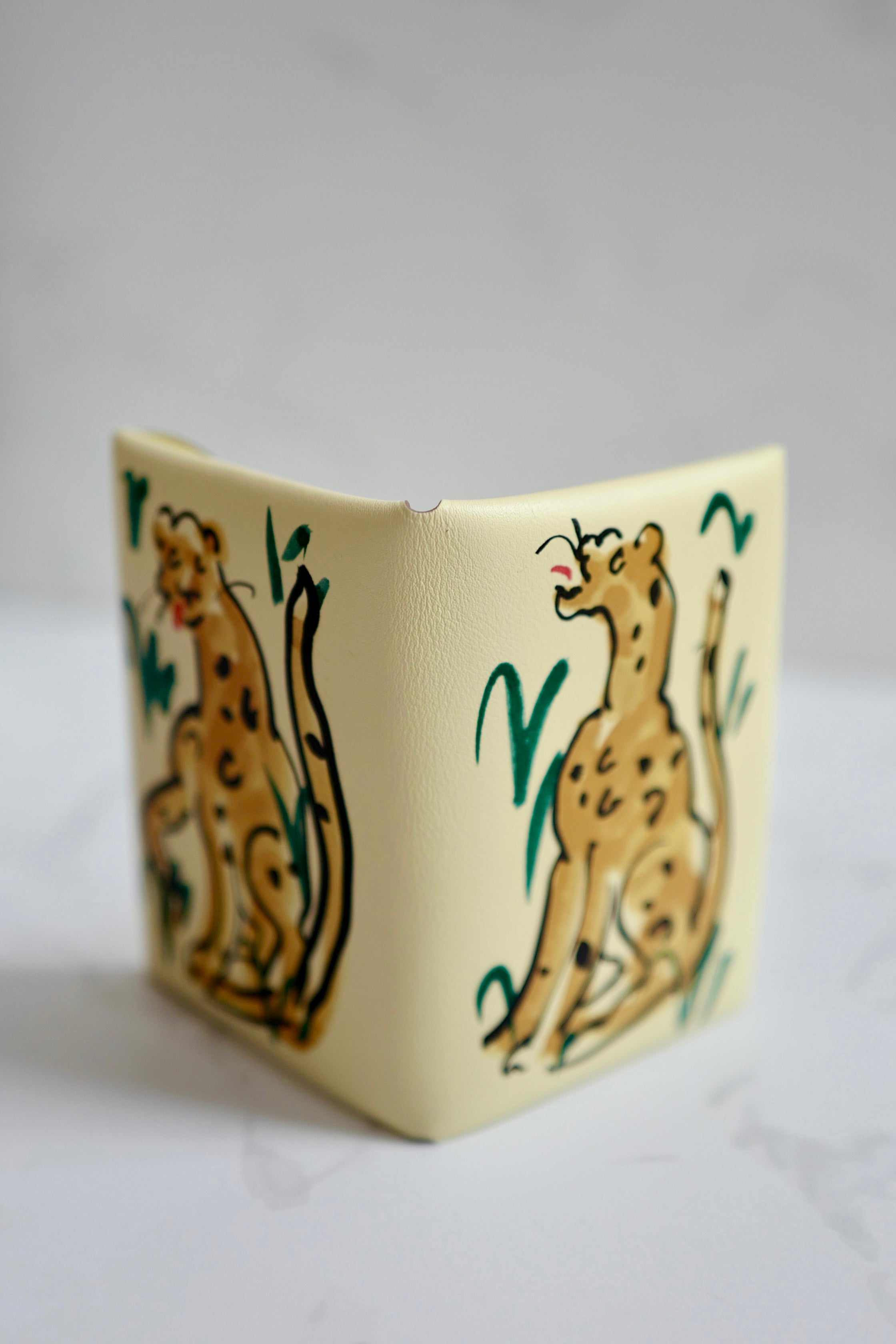 BNIB Hermes Calvi Duo in Spring Panther Veau Swift Card Holder PHW