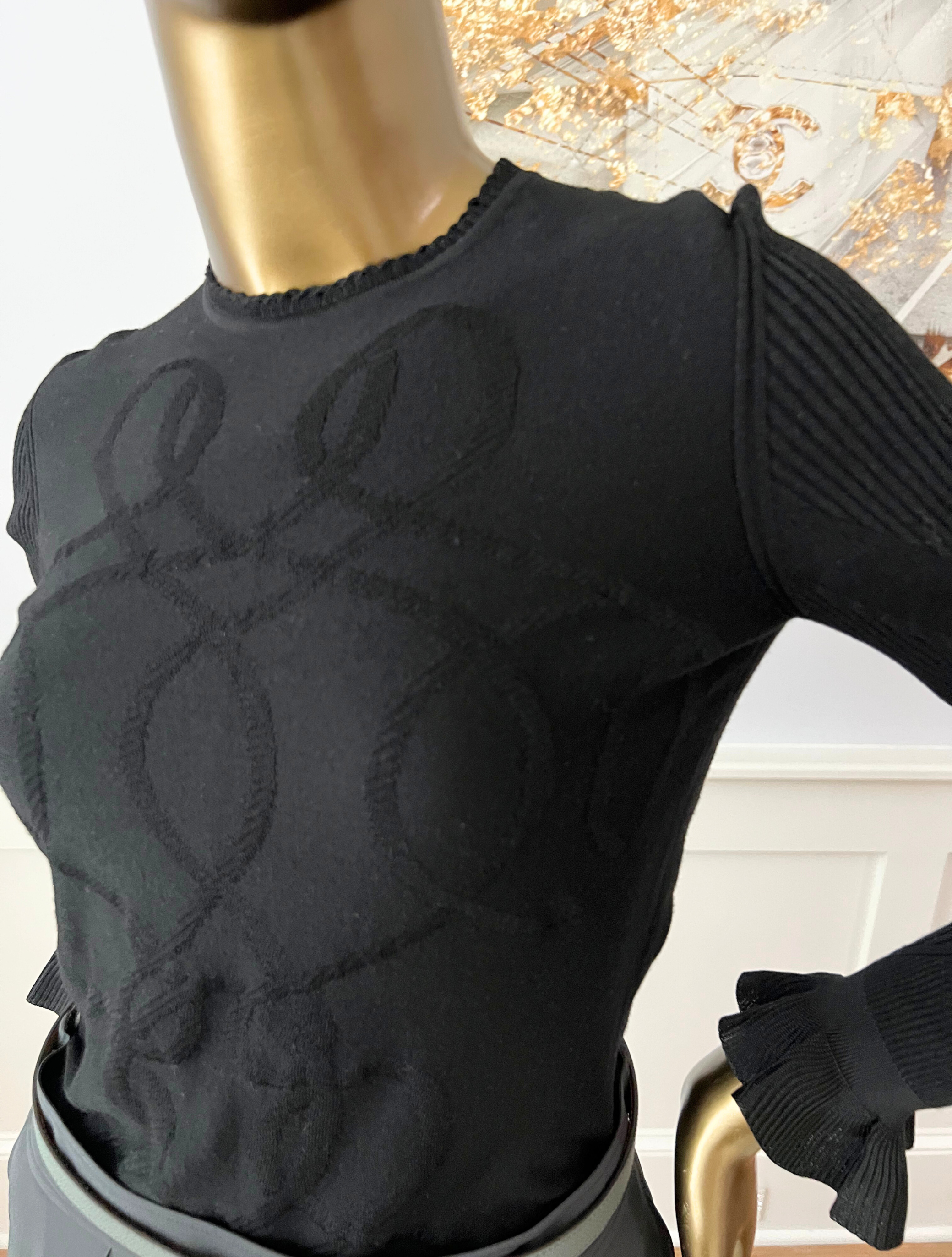 NEW Hermès “Palefroi Remix” Light Knit Long Sleeve Sweater Noir Black Size 36