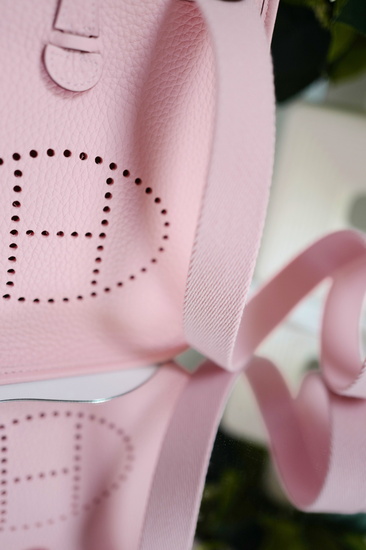 BNIB Hermès Mini Evelyne Bag Rose Sakura Clemence Leather Palladium Hardware