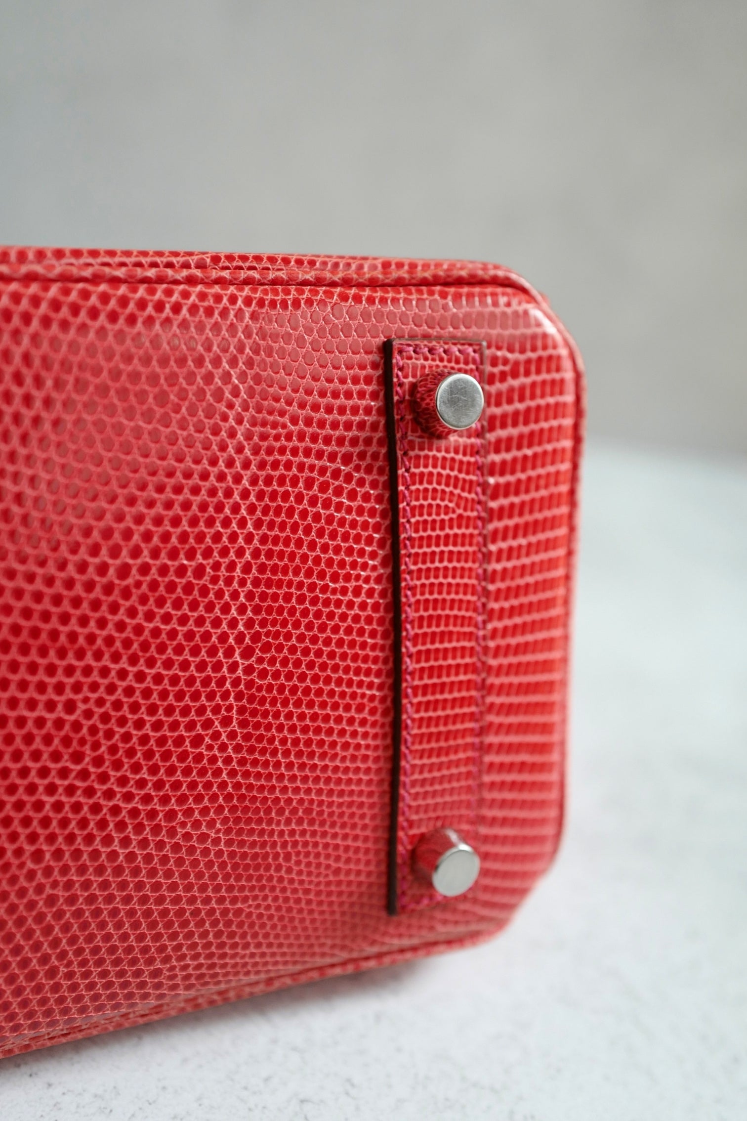 Hermes Birkin 25 Lizard In Bougainvillea Red With Palladium HW
