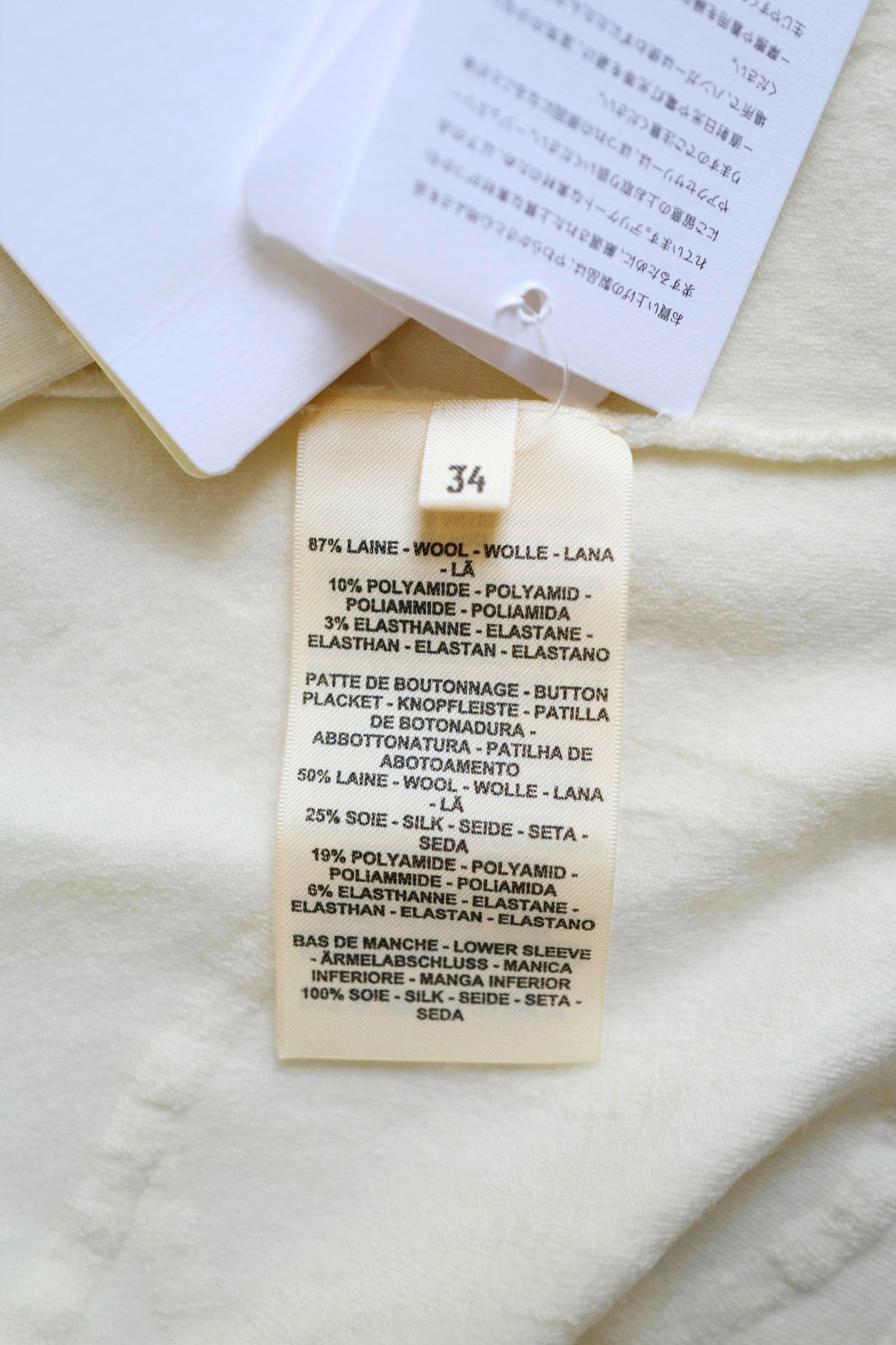 New Hermès Palefroi Remix Light Half-Length Sleeve Long Cardigan Blanc Naturel Size 34