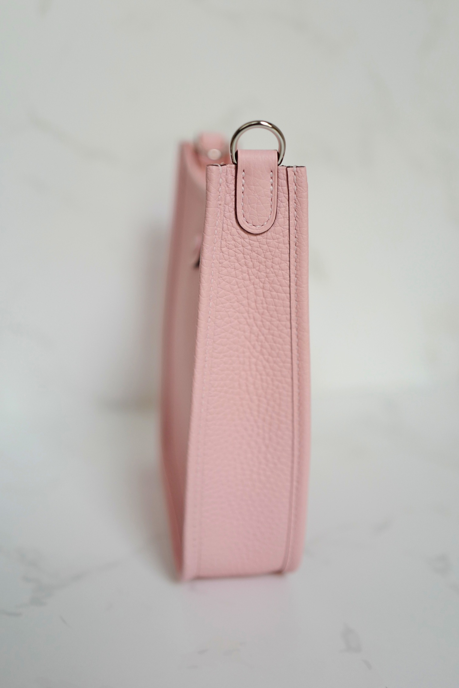 BNIB Hermès Mini Evelyne Bag Rose Sakura Clemence Leather Palladium Hardware
