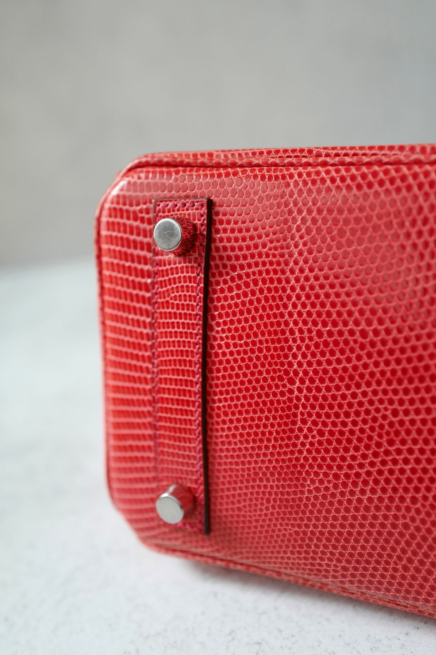 Hermes Birkin 25 Lizard In Bougainvillea Red With Palladium HW