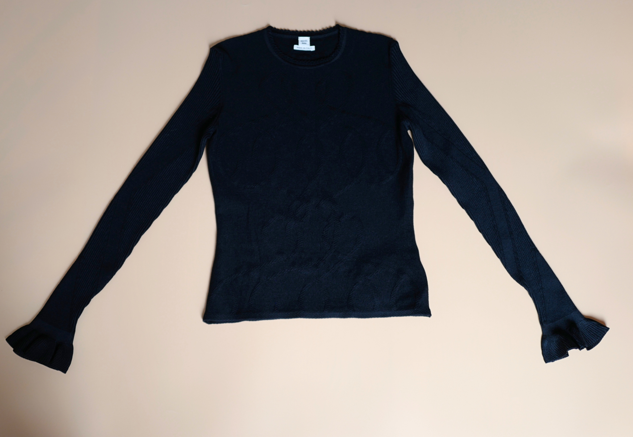 NEW Hermès “Palefroi Remix” Light Knit Long Sleeve Sweater Noir Black Size 36
