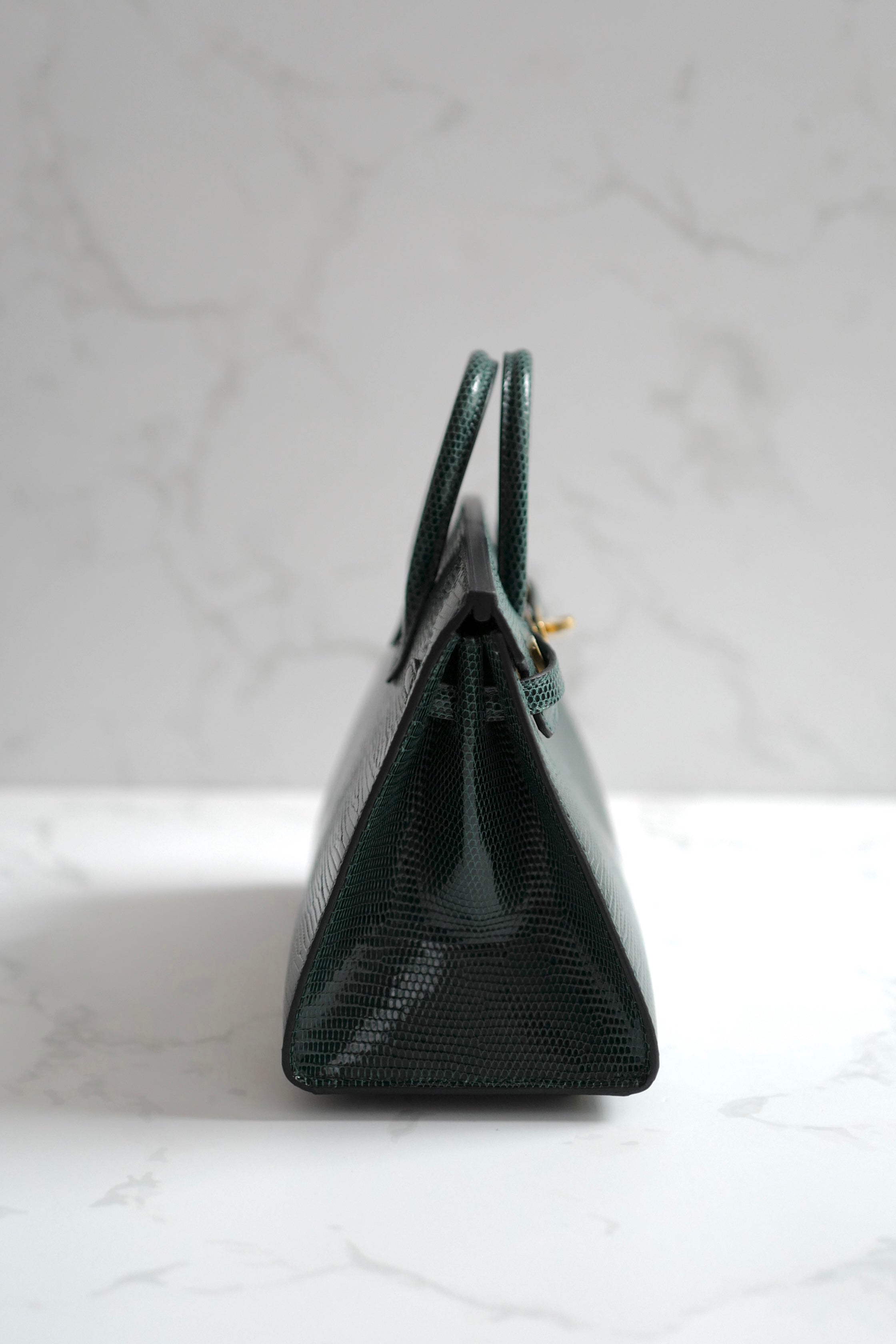 Hermes BIRKIN 20 Lizard Lisse in Vert Cypress Gold Hardware