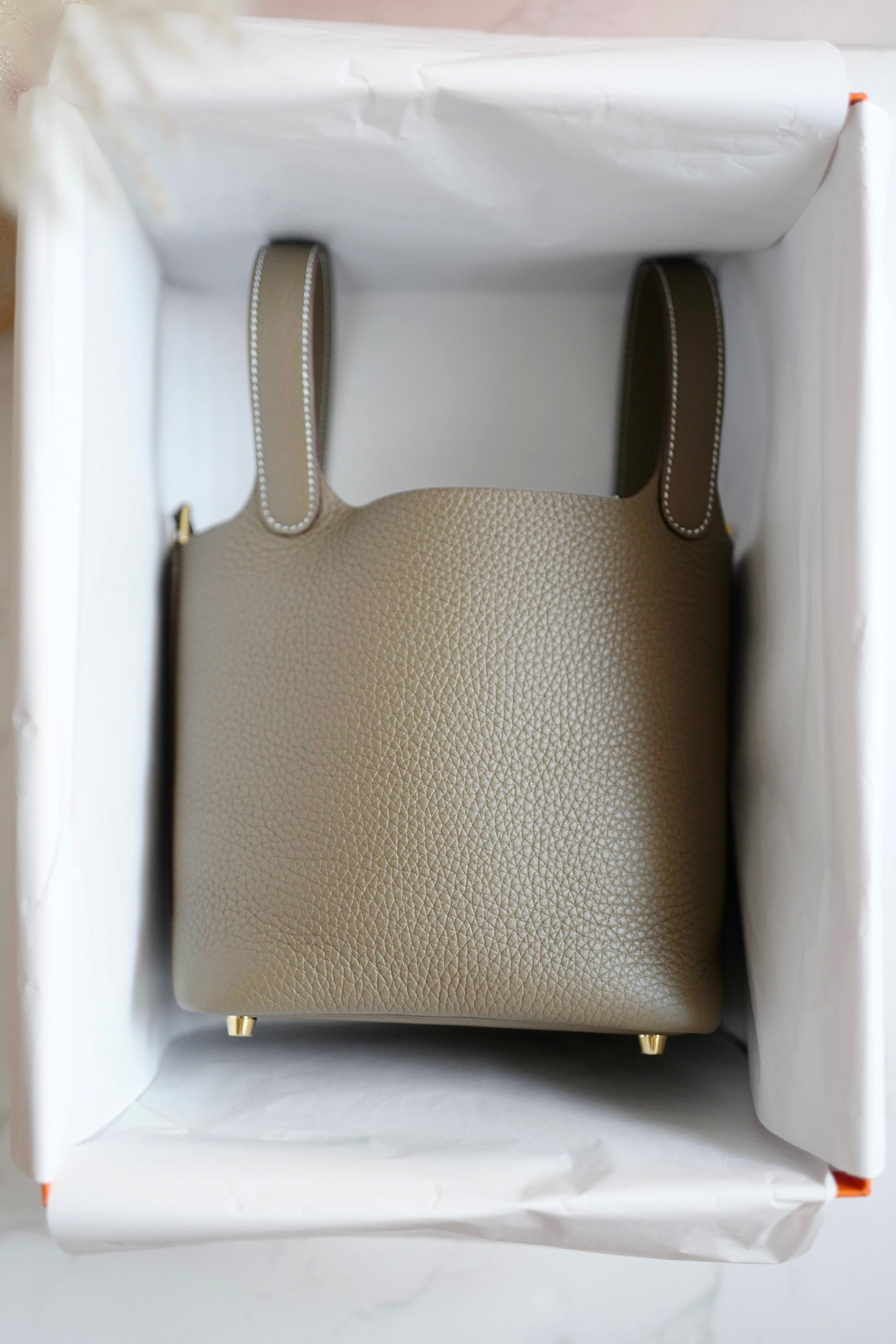 BNIB Hermes Picotin 18 Etoupe Clemence Leather with Gold Hardware