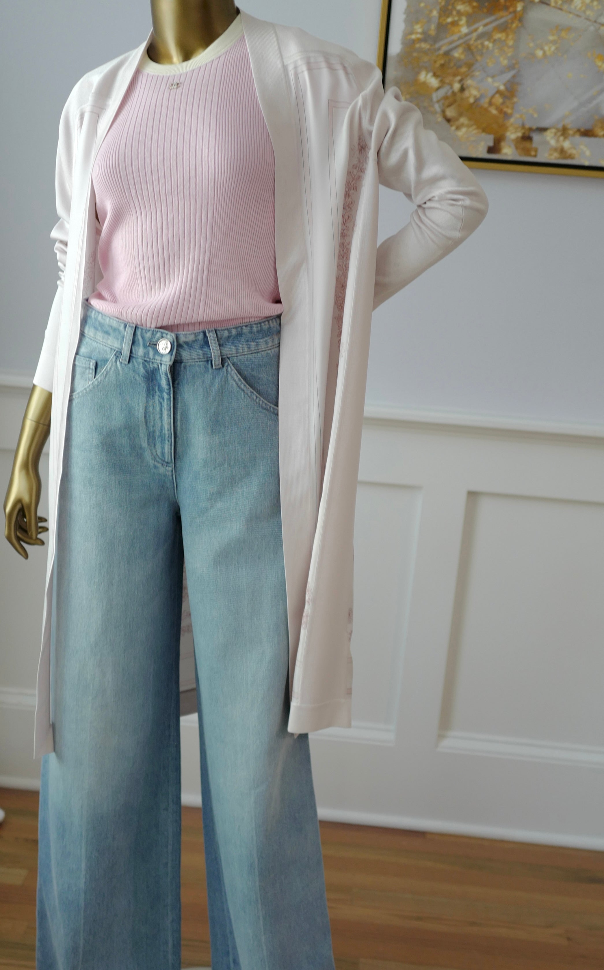 NEW Hermès "Brides de Gala en Fleurs" long-sleeve twillaine– Rose Pâle Pink- Size 34 $5K Retail