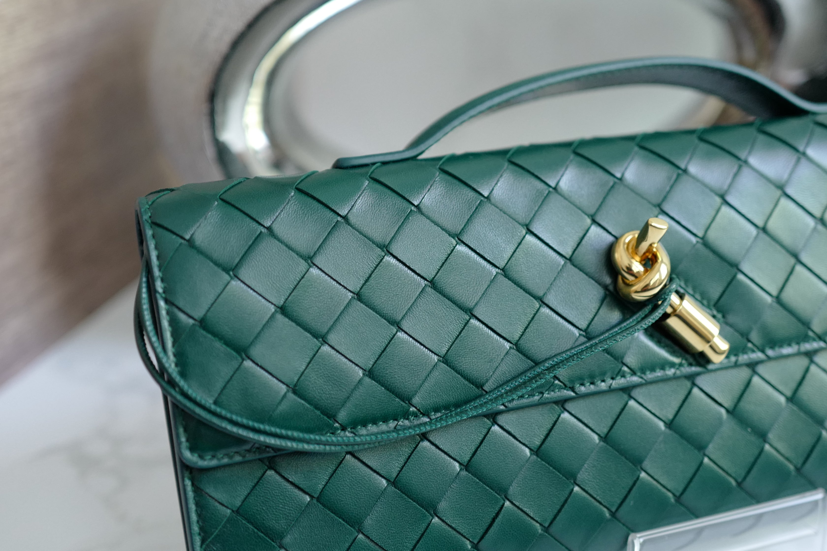 Bottega Veneta Andiamo Clutch Emerald Green NEW