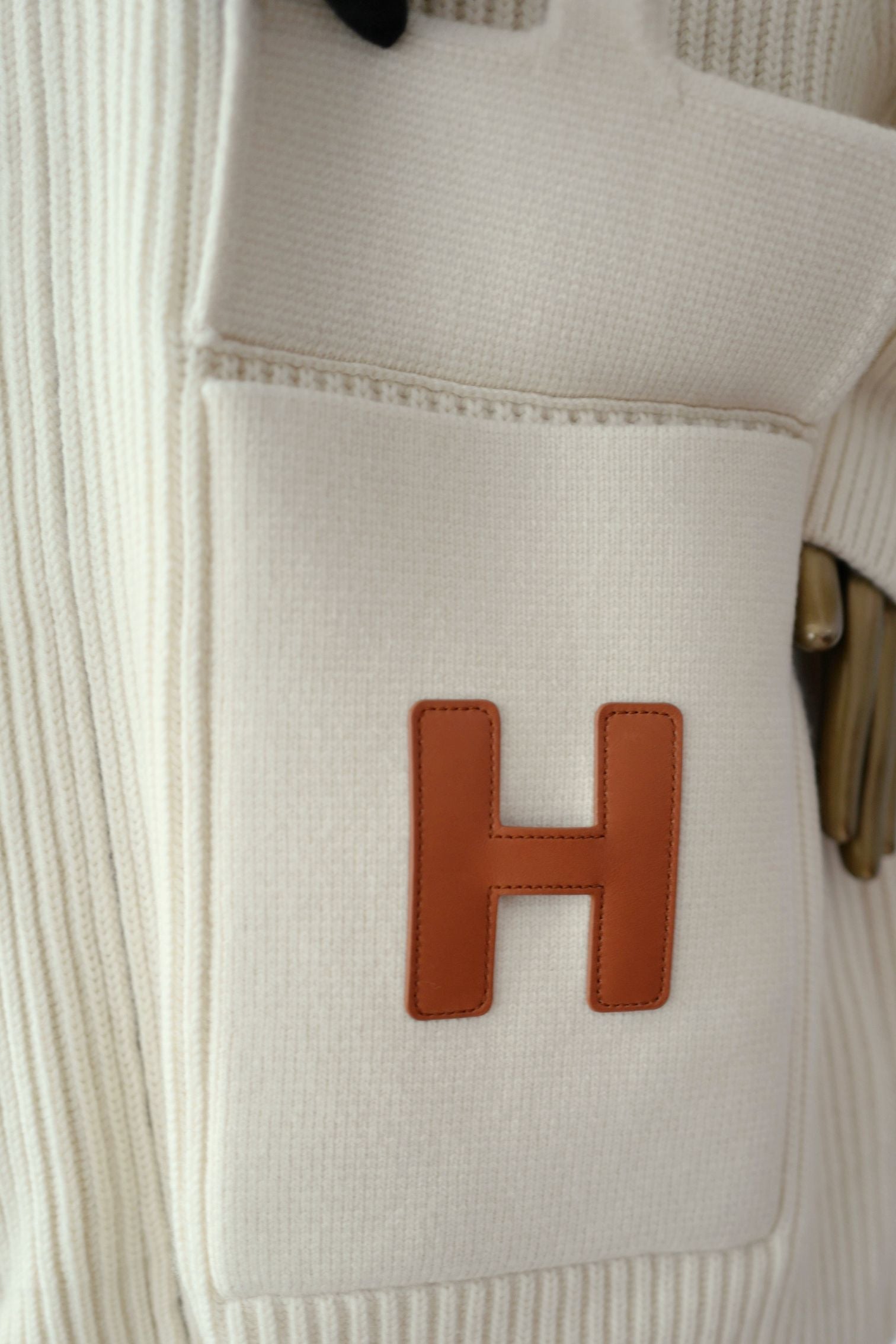 Hermès Blouson Cardigan Blanc Naturel Wool Knit Size 34