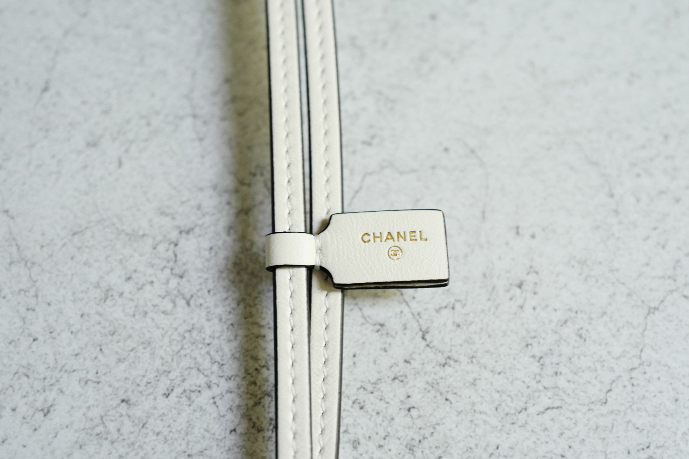 Chanel 26S Mini Bag Charm White Lambskin Leather