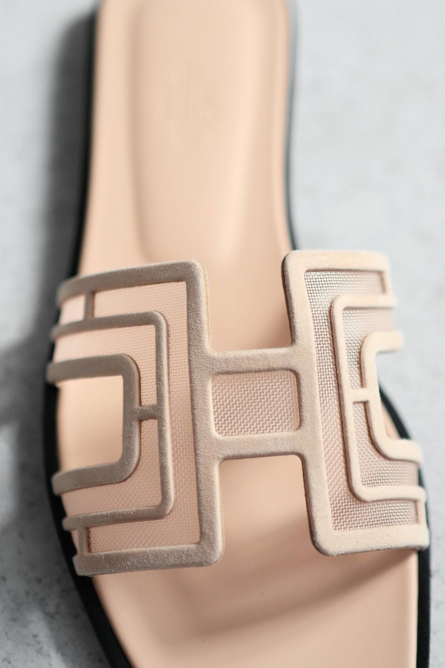 BNIB Hermes Oran Sandal Chevre Velours Resille Arcai Beige Nude Size 38
