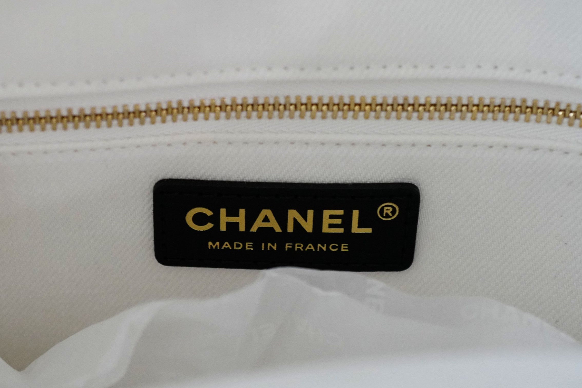 Chanel 26M Coco Beach Small Tote White Black Denim Calfskin Gold Hardware