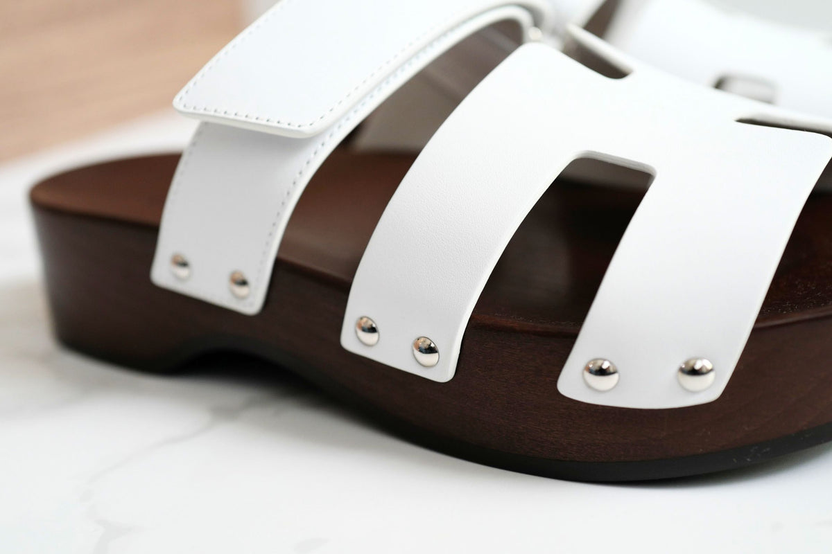 BNIB HERMÈS Kos Veau Women's Clog Blanc/white - Size 37