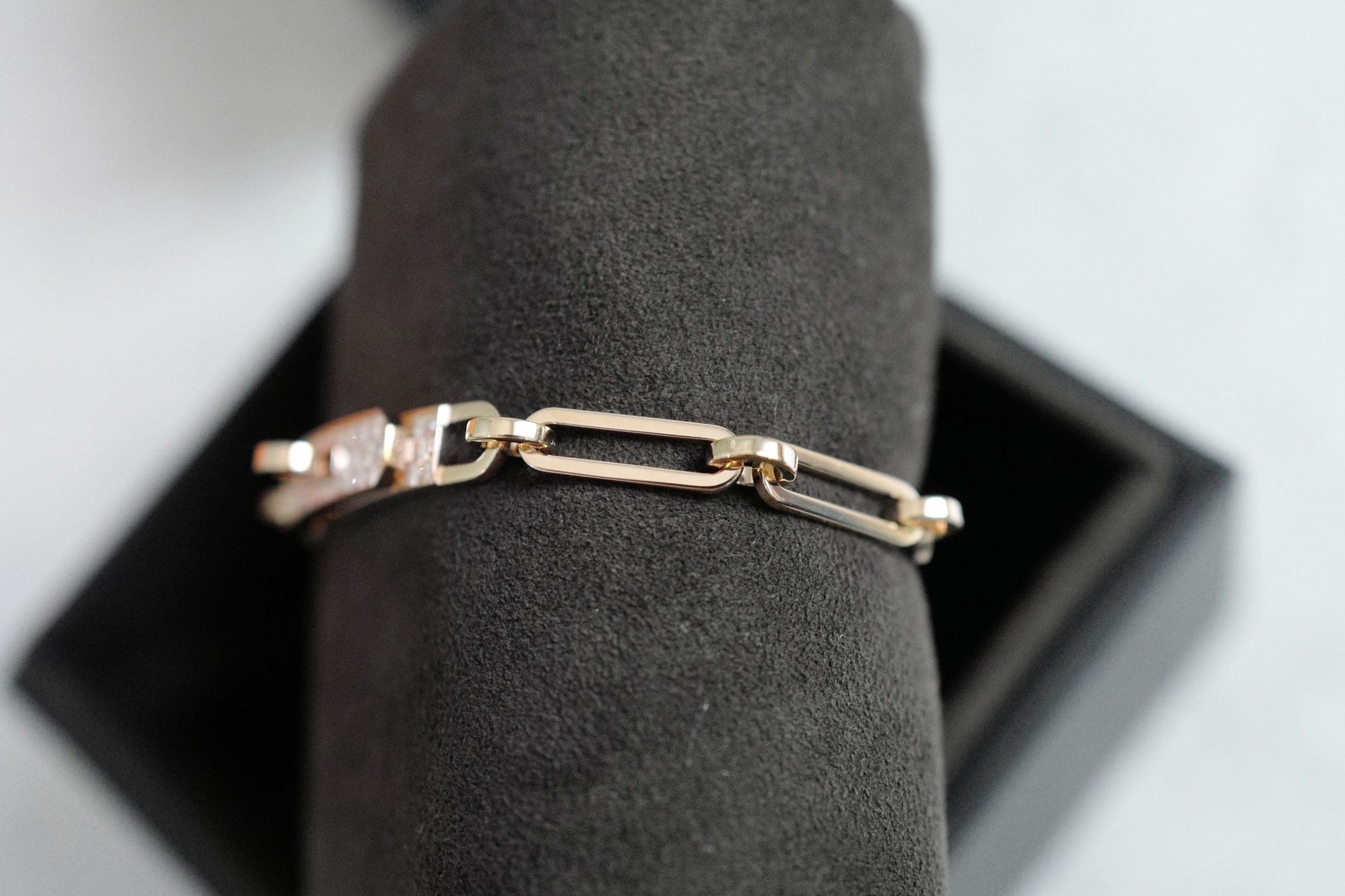 Hermès Kelly Chaine Bracelet Small Model 18K Rose Gold Diamonds Size 140