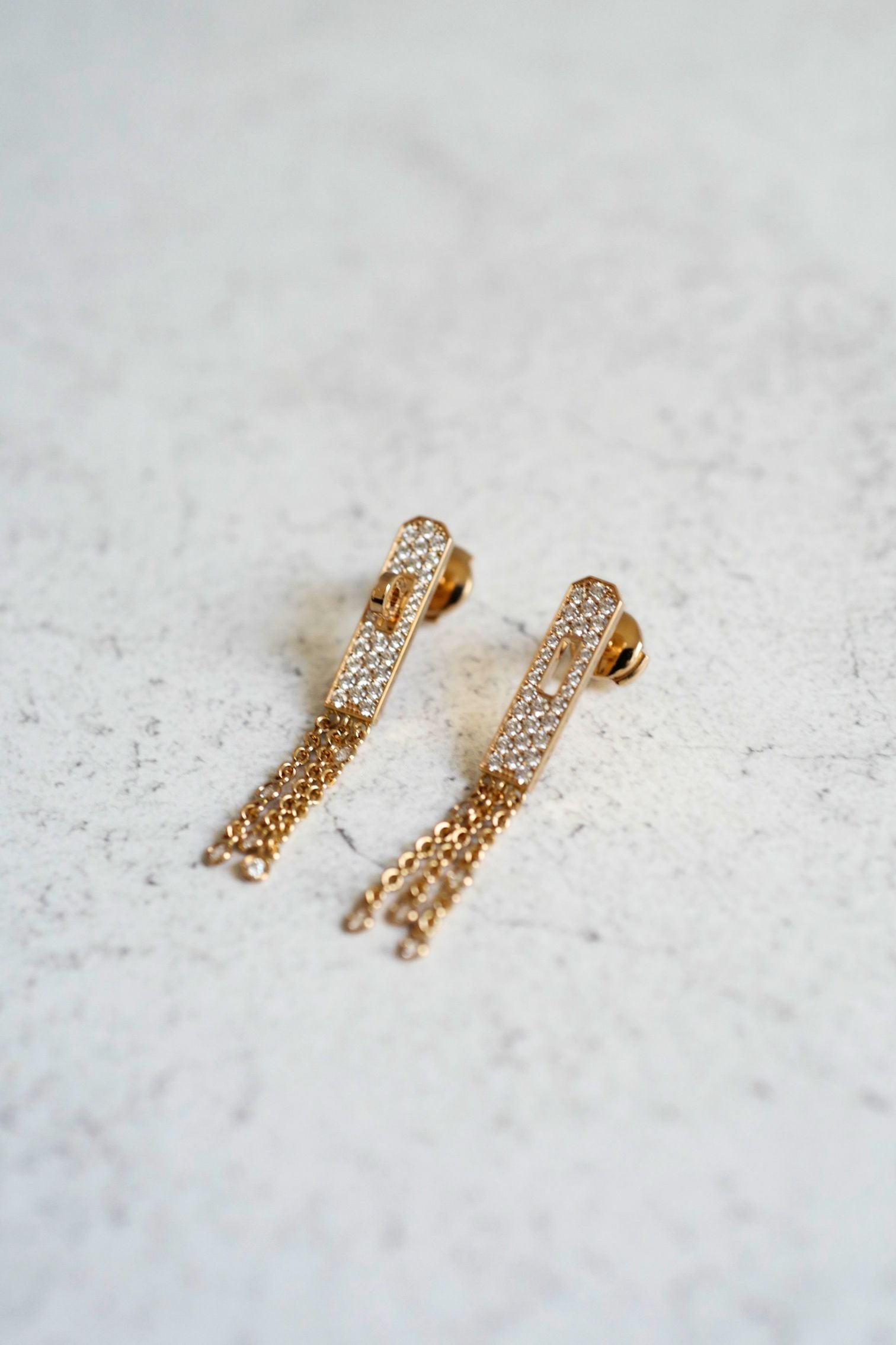 Hermès Kelly Gavroche Earrings 18K Rose Gold Diamond Small Model