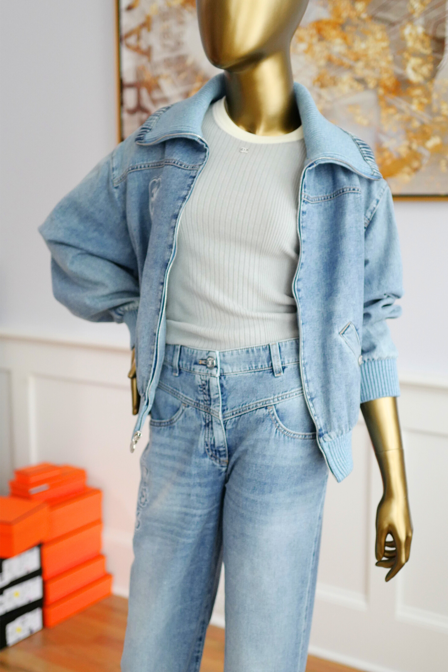 NEW Chanel Coco Beach 2025 Collection T-Shirt Grey size 34