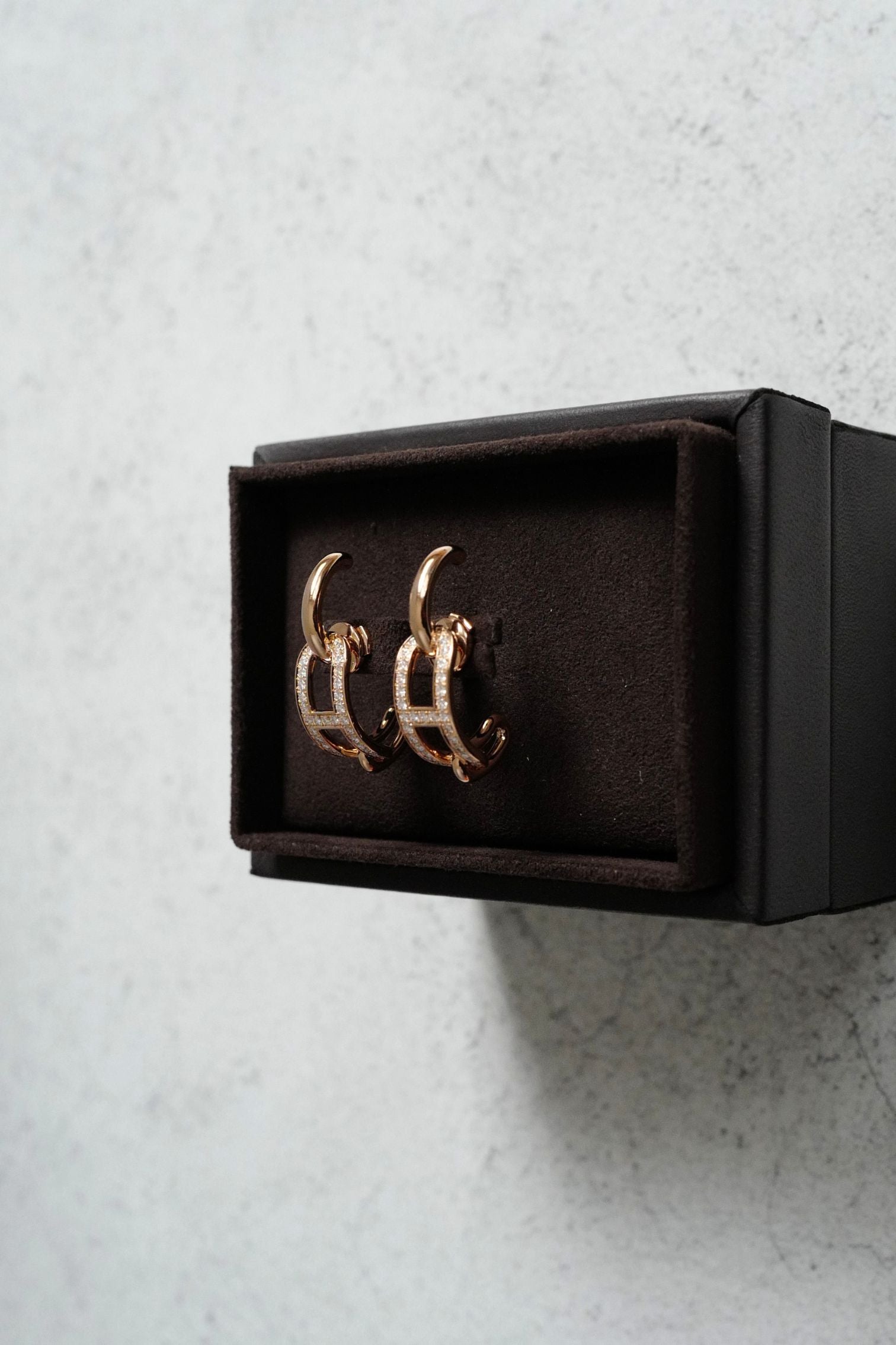 Hermès Adage Earrings 18K Rose Gold 62 Diamond Pavé