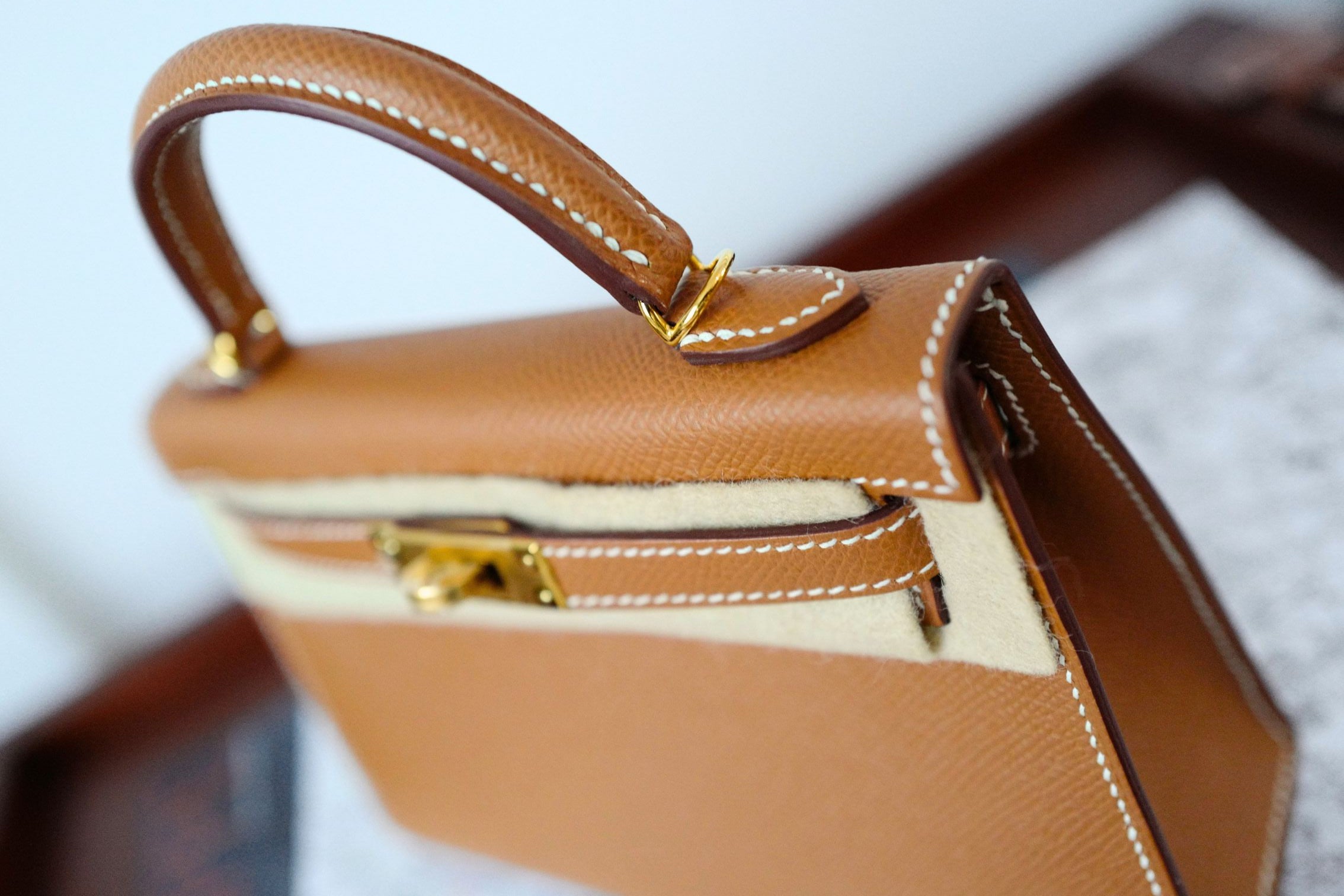 NEW Hermes Mini Kelly Gold Epsom Calfskin Gold Hardware