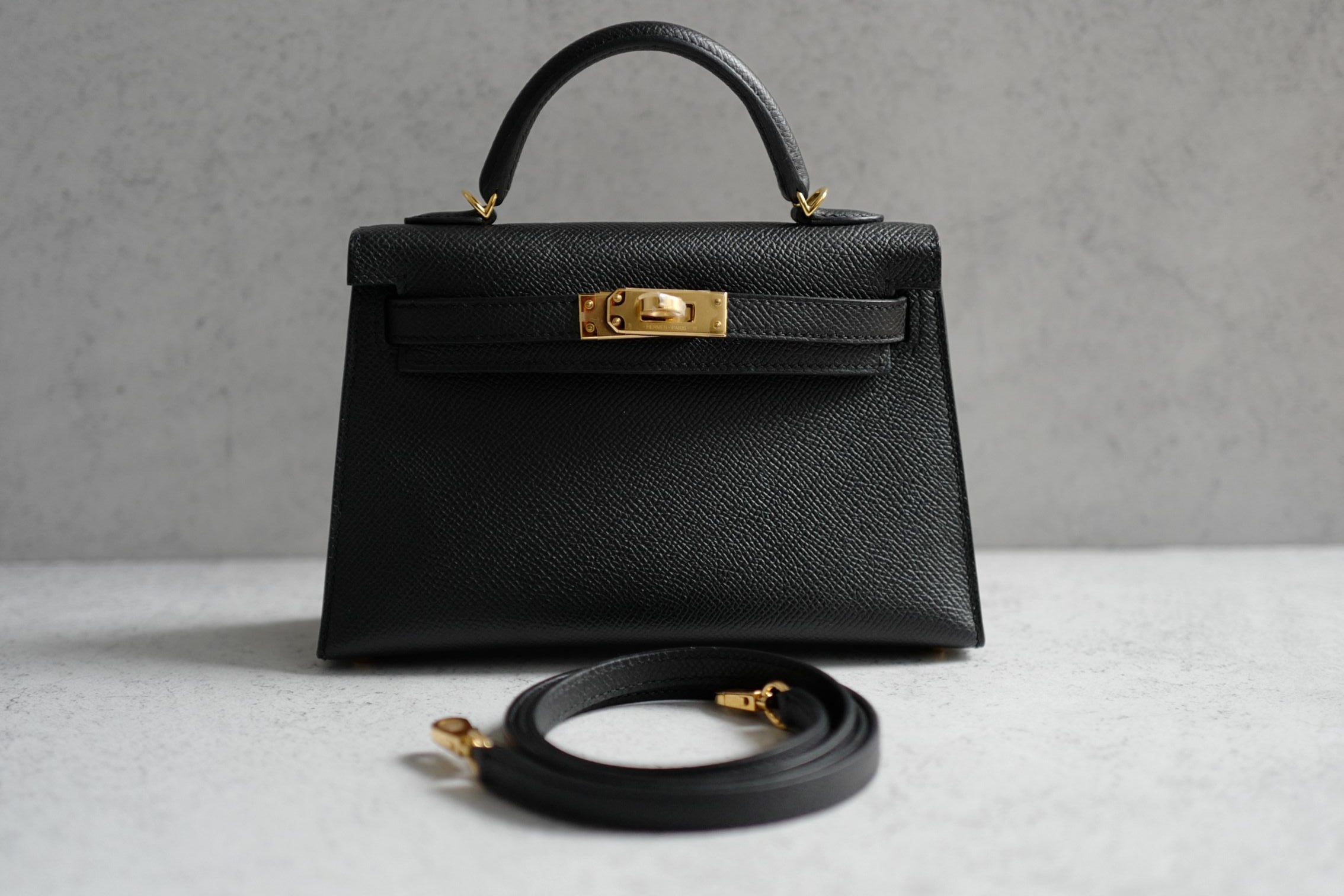 NEW Hermes Mini Kelly Black Epsom Leather Gold Hardware G Stamp 2026