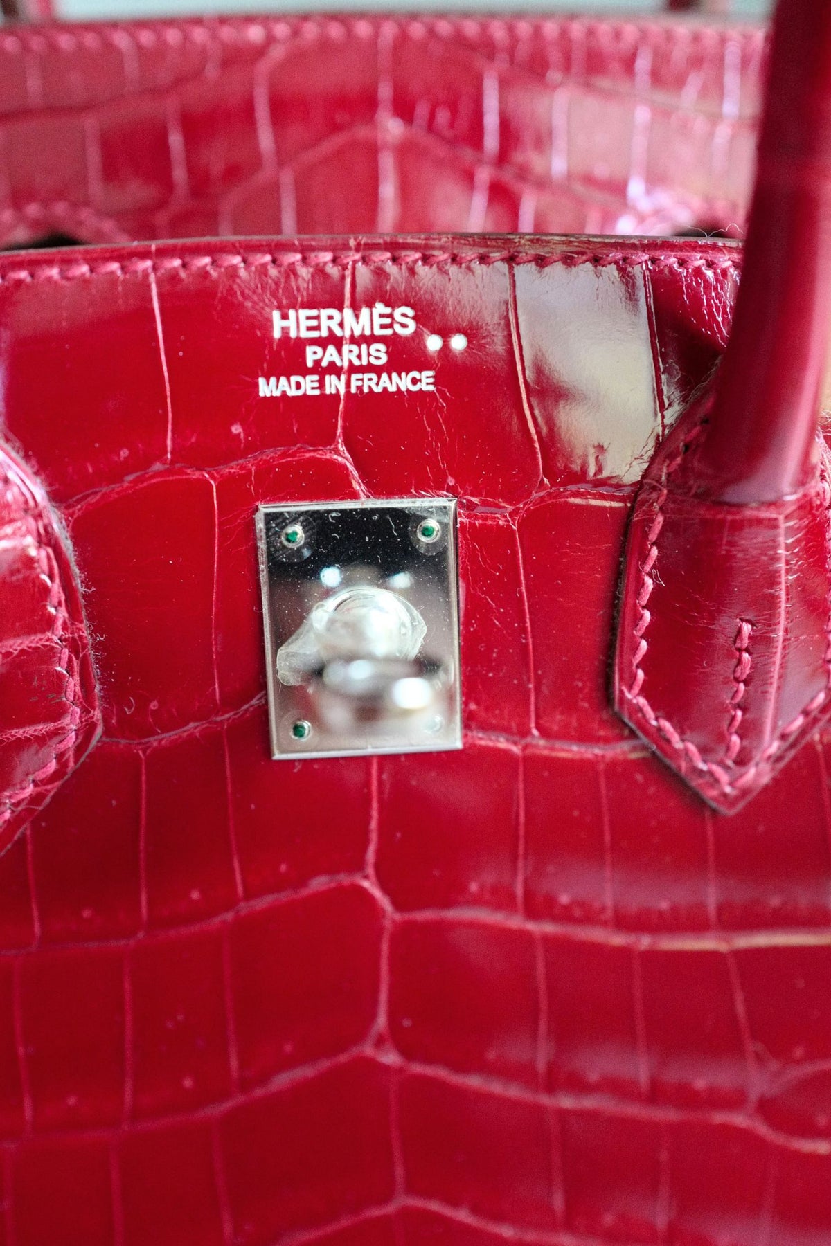 Hermes Birkin 25 Braise Shiny Niloticus Crocodile Palladium Hardware