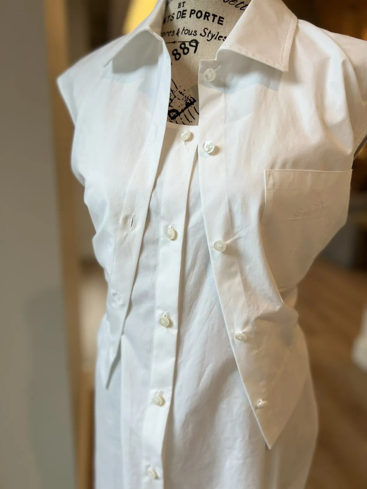 Hermes Robe Inspi Chemise 90 Blanc White Cotton Dress Size 40 NEW