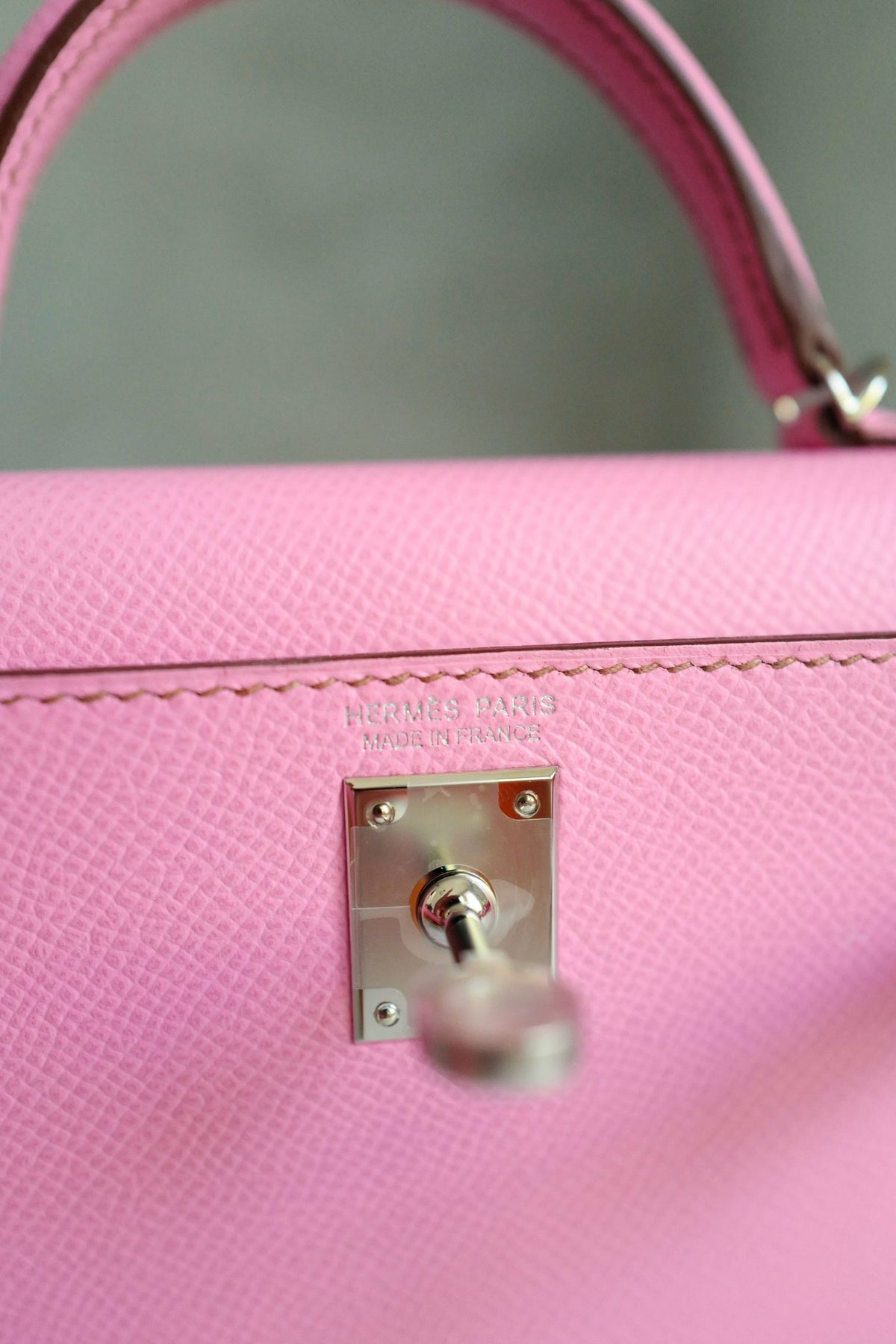 Hermes Mini Kelly 5P Bubblegum Pink Epsom Leather Palladium Hardware